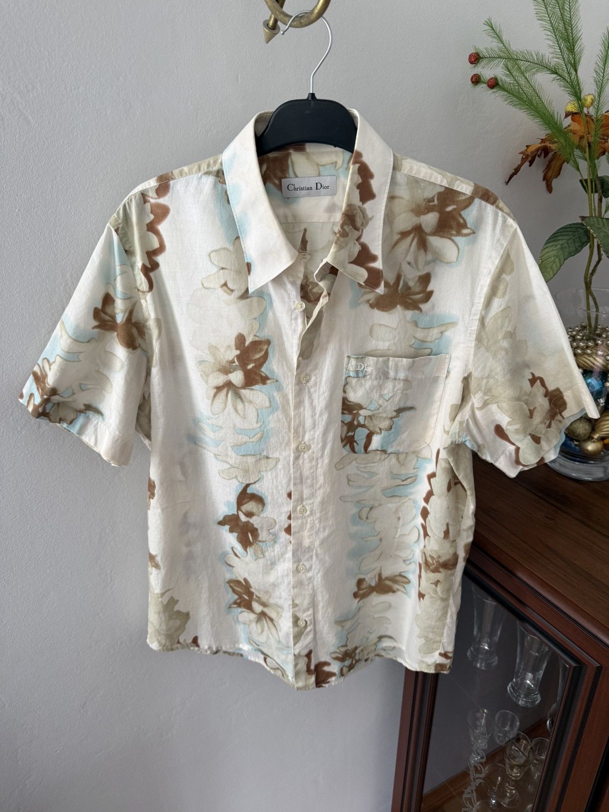 Vintage Christian Dior Floral Graphic Print Shirt Button Up