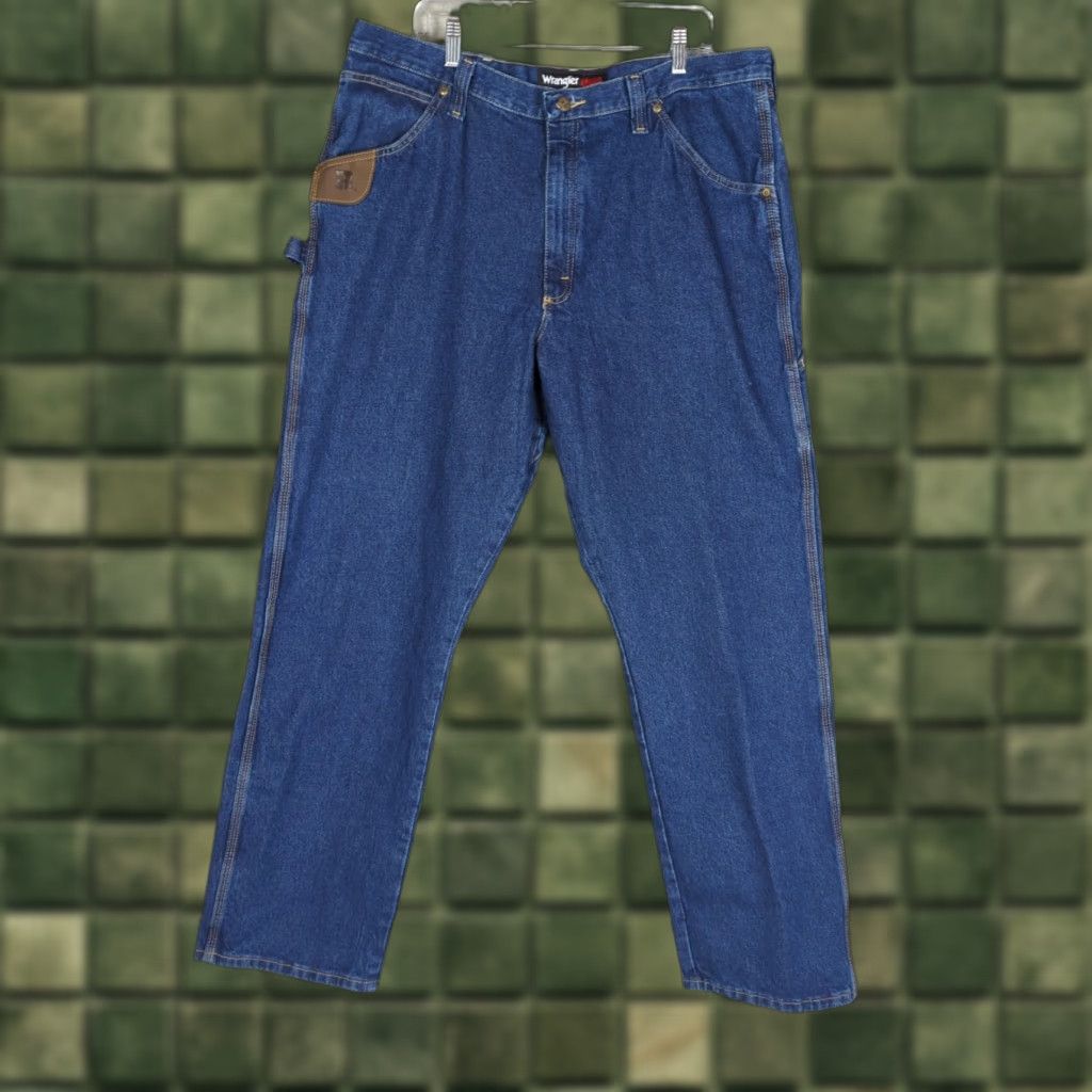 Wrangler Wrangler Riggs Workwear Jeans Men 40 x 34 Denim Blue Relaxed Fit 5-Pocket Zipper Fly Workwear Solid Dark Wash Mens Size US 40 / EU 56 - 1 Thumbnail