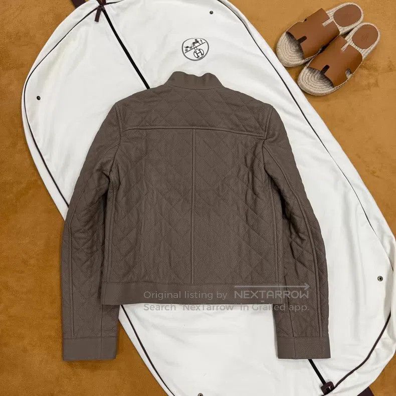 Hermes Hermes Elephant Gray Diamond Quilted Deerskin Collar Leath Size XXS / US 00 / IT 34 - 2 Thumbnail