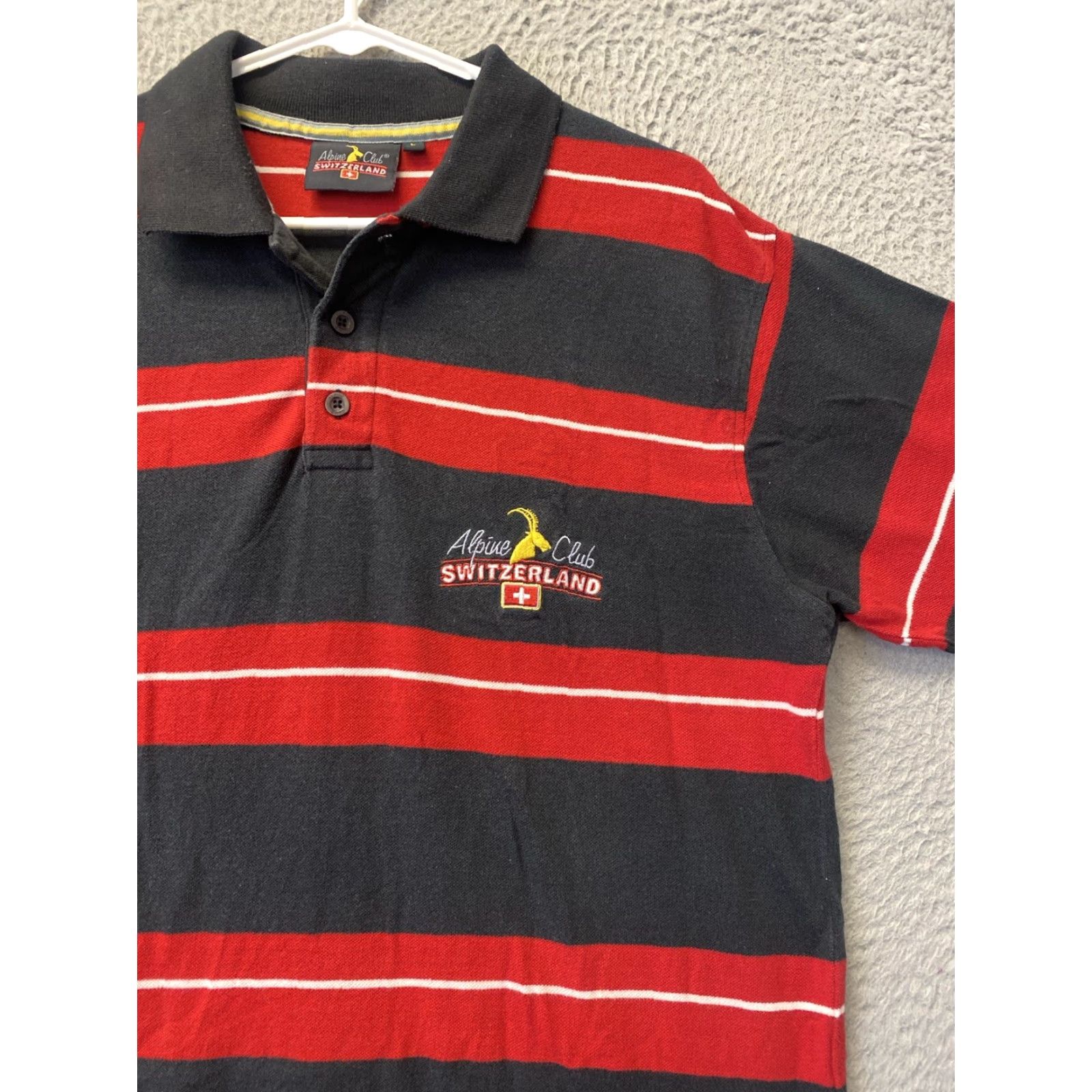 Vintage Alpine Club Switzerland Striped Sewn Polo Shirt L Nice Swiss Mountain Goat/60-49 Size US L / EU 52-54 / 3 - 2 Thumbnail