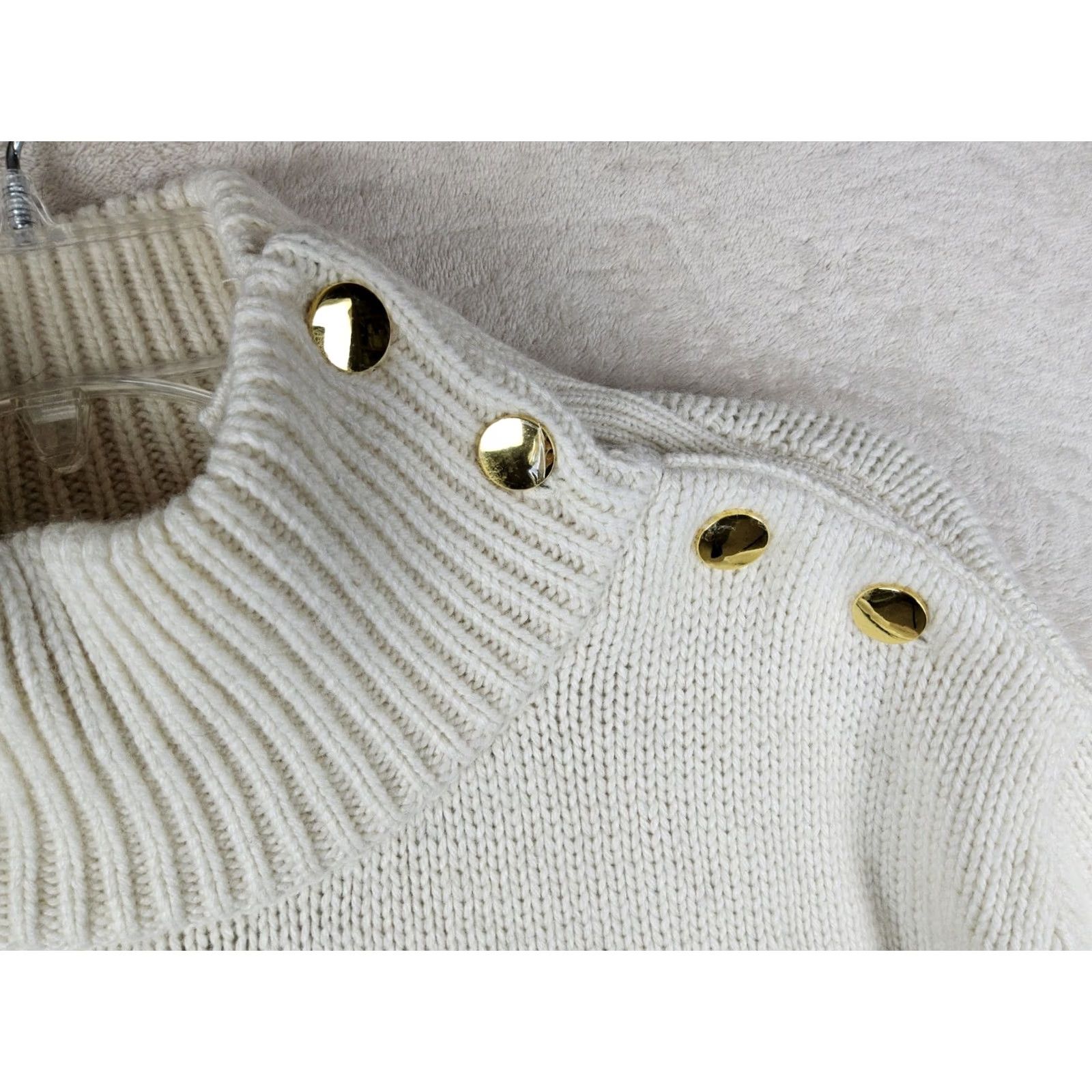 Vintage Kate Spade Sweater Womens XL Ivory Women Wool Cashmere Blend Chunky Mock Star Size Size XL / US 12-14 / IT 48-50 - 3 Thumbnail