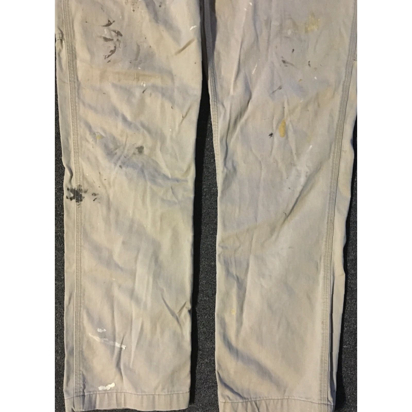 Carhartt VINTAGE Carhartt Distress Paint Splatter Pants 33/31 Beige Grunge Biker Punk Work 90s Mens Pants Size US 33 - 4 Thumbnail