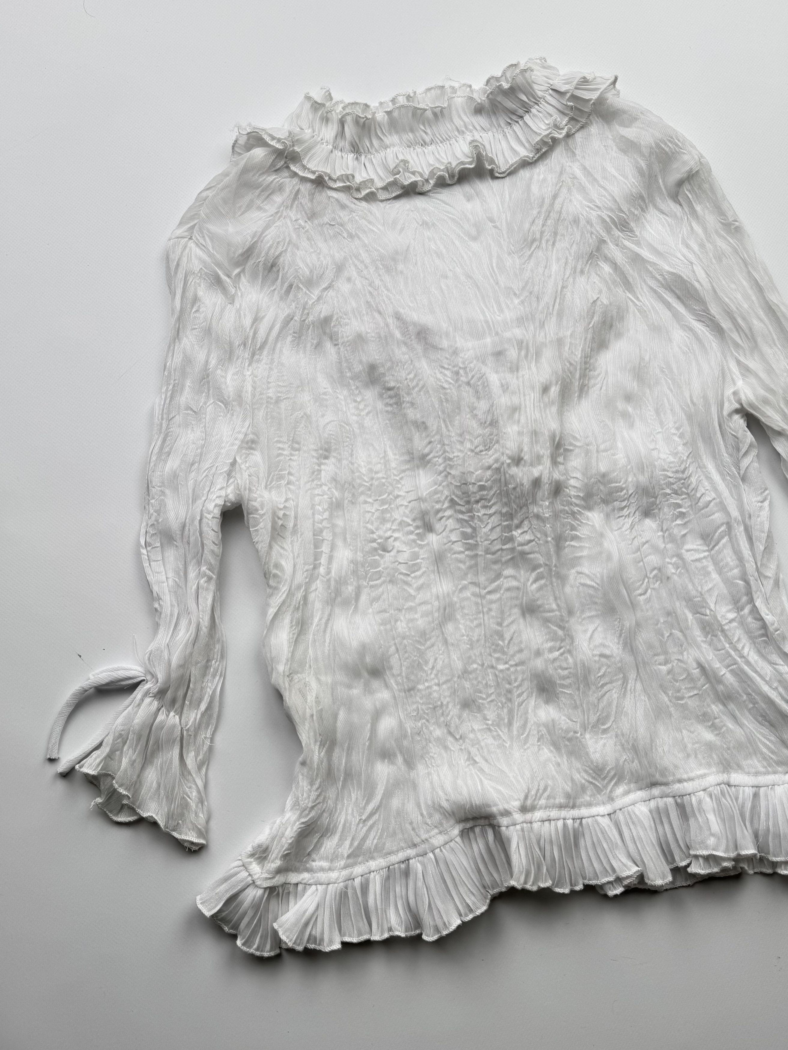 Japanese Brand Vintage Mesh Pleated Blouse B283(V396)E2 Size M / US 6-8 / IT 42-44 - 8 Thumbnail