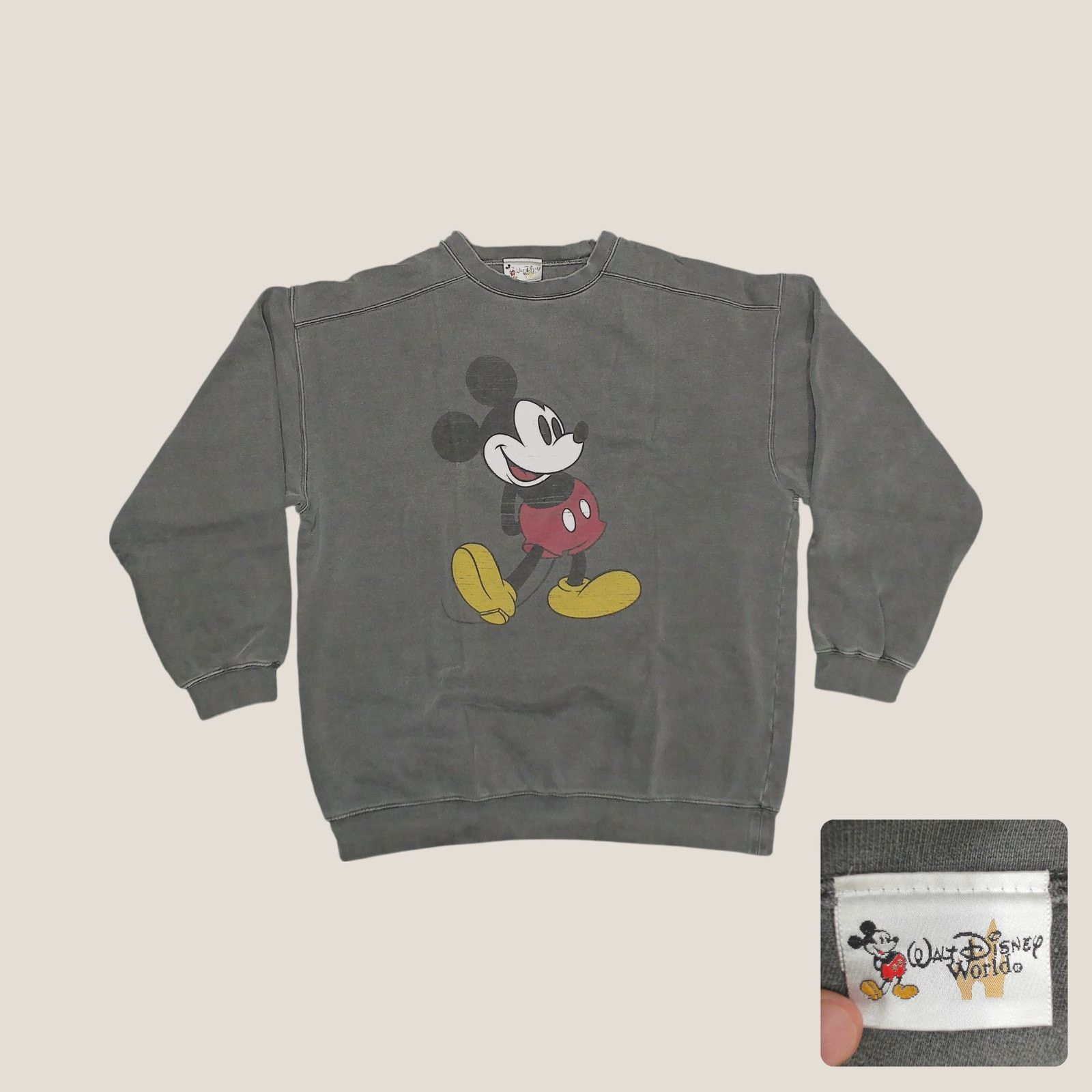Disney Y2K Disney Faded Boxy Drop-Shoulder Mickey Mouse Sweatshirt Size US L / EU 52-54 / 3 - 1 Thumbnail