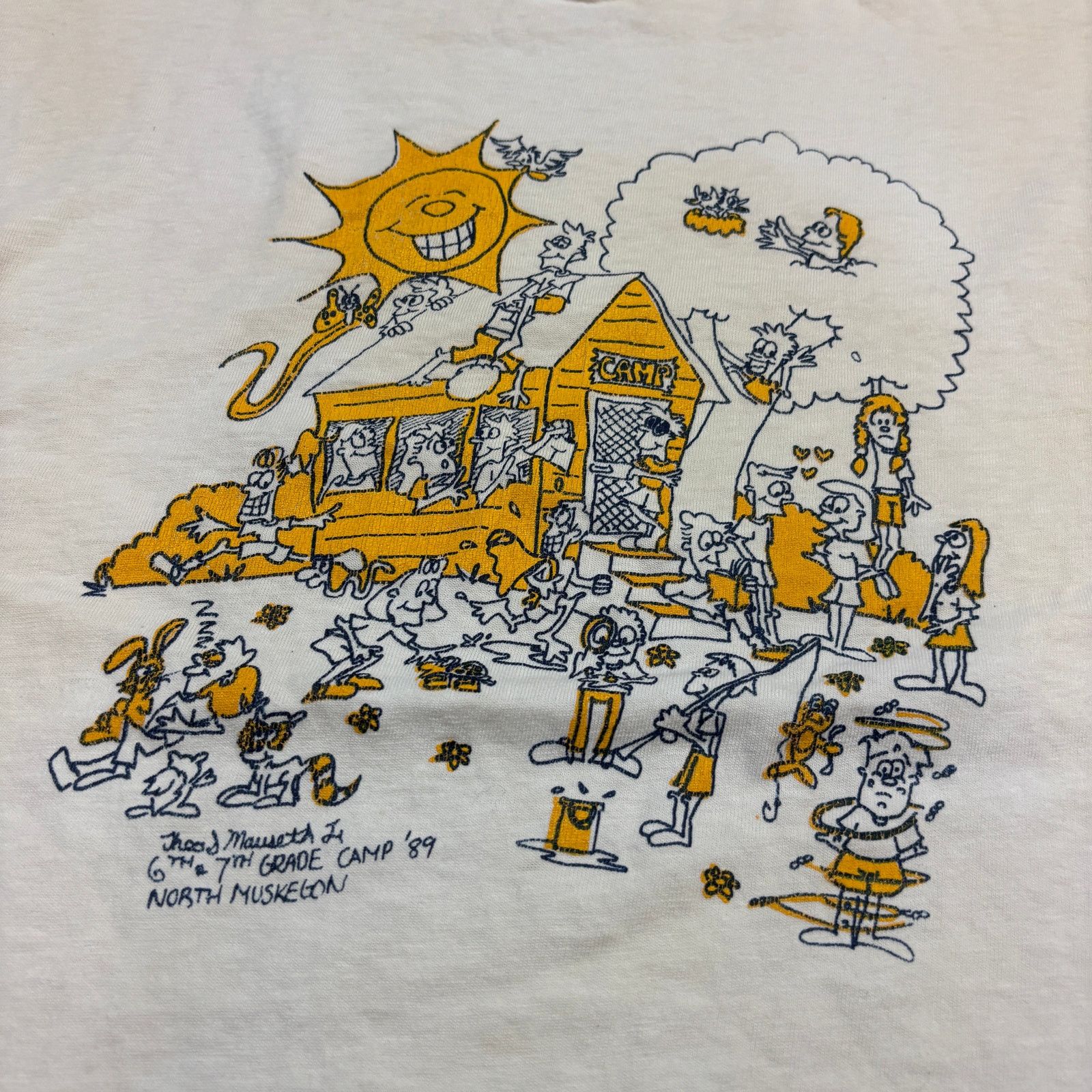 Vintage 1989 North Muskegon Camp Art Cartoon T Shirt Men's M