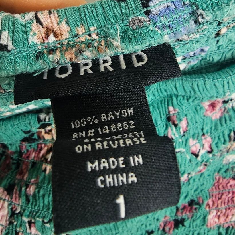 Torrid Torrid Womens Floral Smocked Off Shoulder Top Plus Size 1X Size XL / US 12-14 / IT 48-50 - 6 Thumbnail
