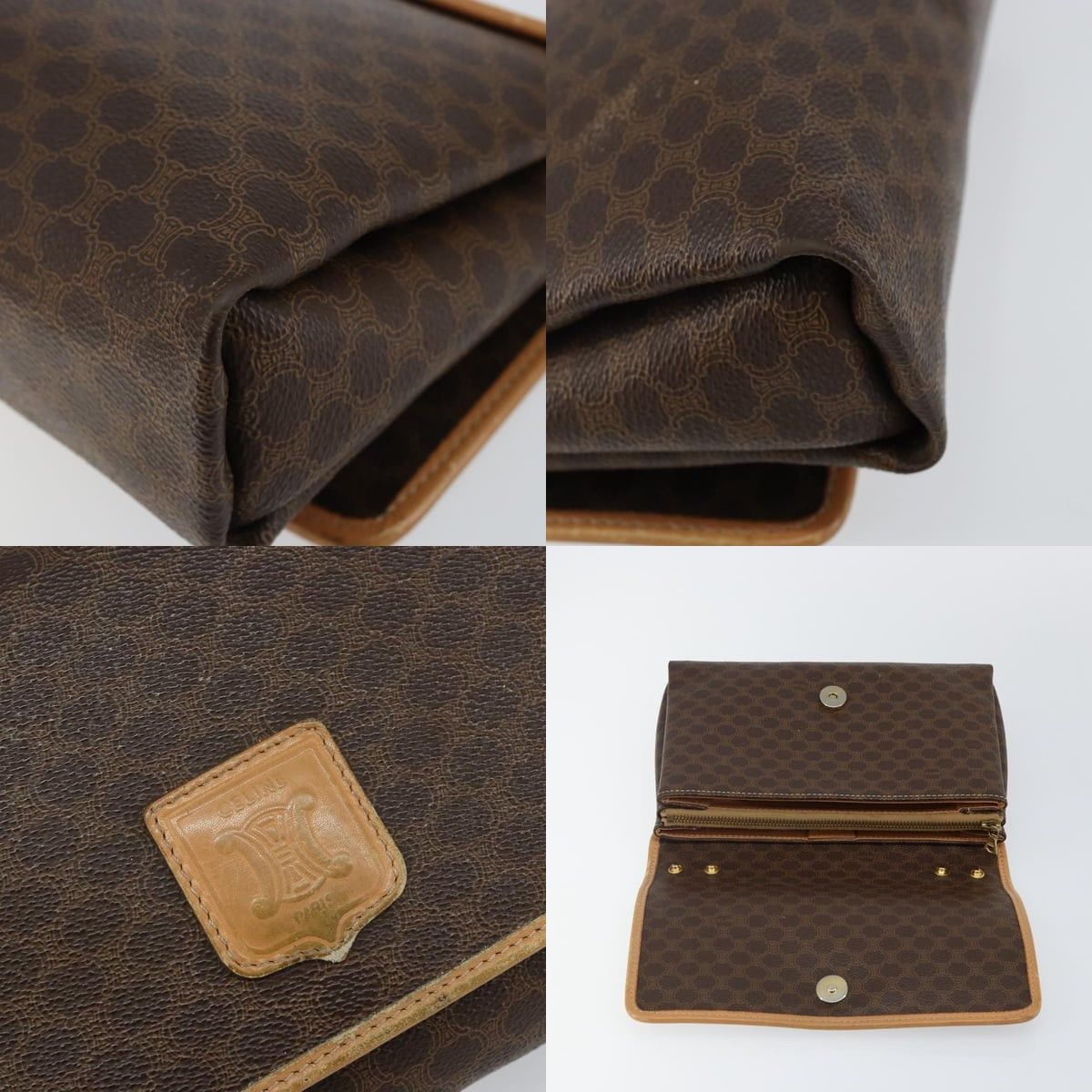 Celine CELINE Macadam Canvas Shoulder Bag Pvc Leather Brown Gold Size ONE SIZE - 10 Thumbnail