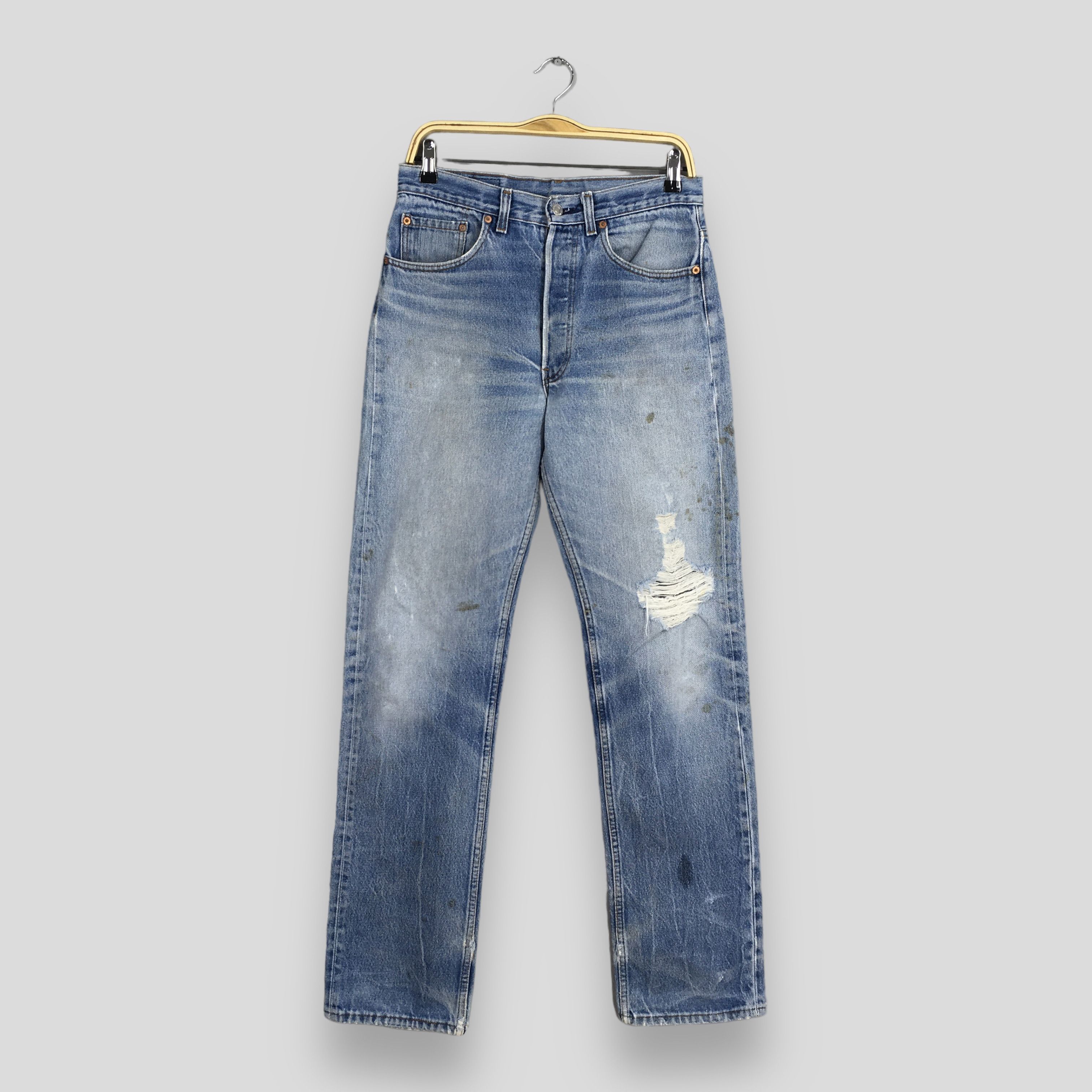Levi's Size 29x32.5 Vintage 90s Levi's 501 Faded Dirty Jeans S1412 Size US 29 - 1 Thumbnail