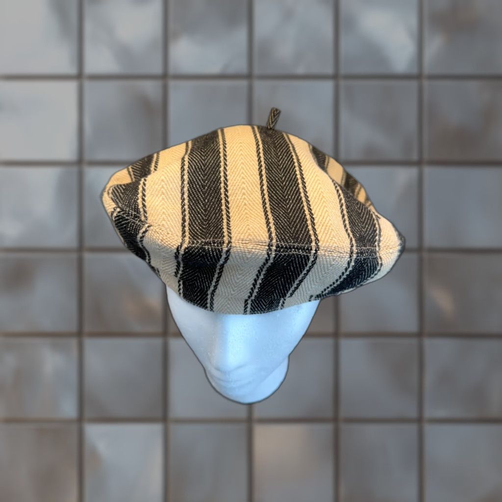 Vintage Anthony Peto Beret Mens Small Black Cricket Stripes Twill Made in France Size ONE SIZE - 1 Thumbnail