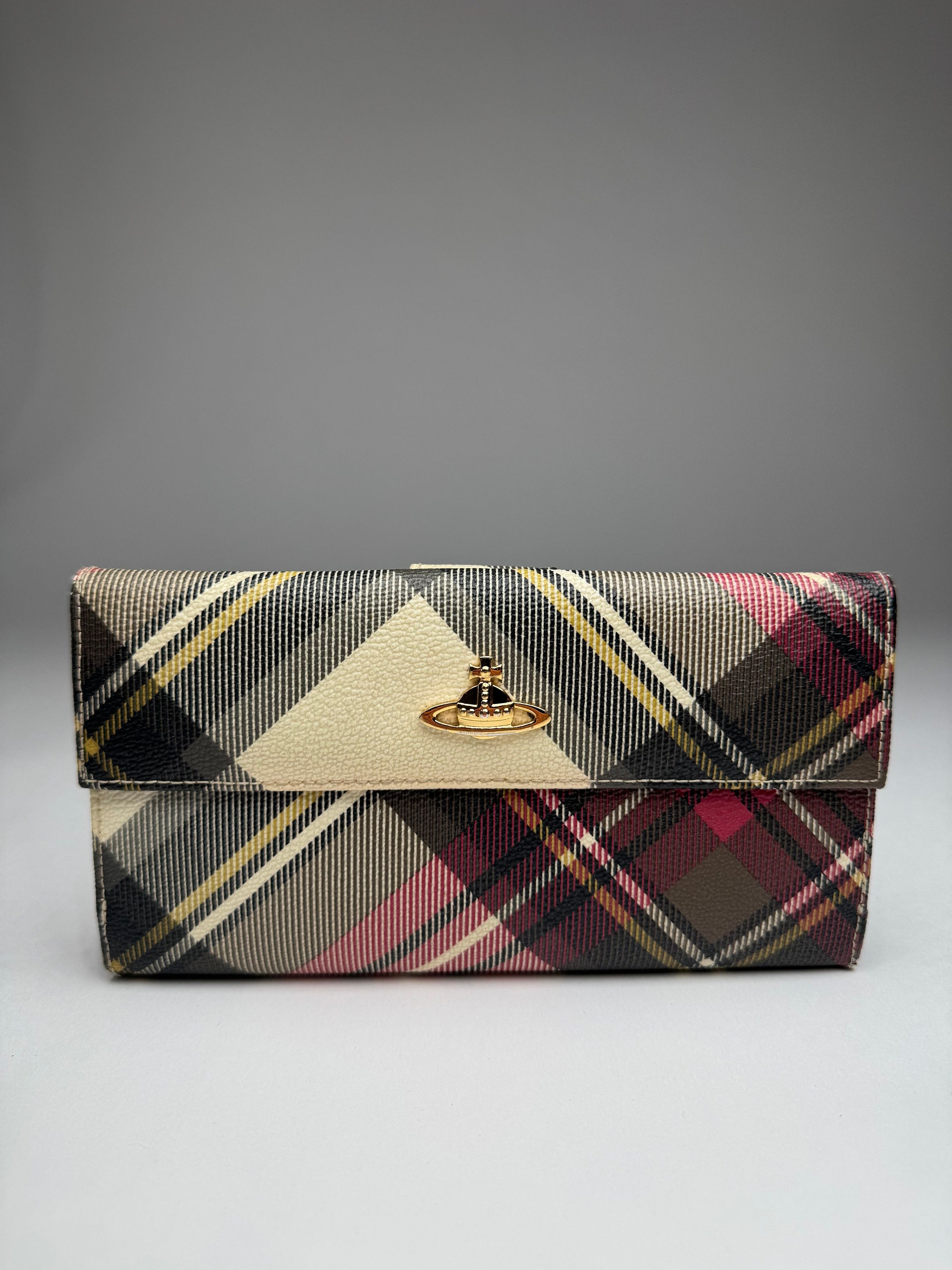 Vintage Checked Leather Wallet