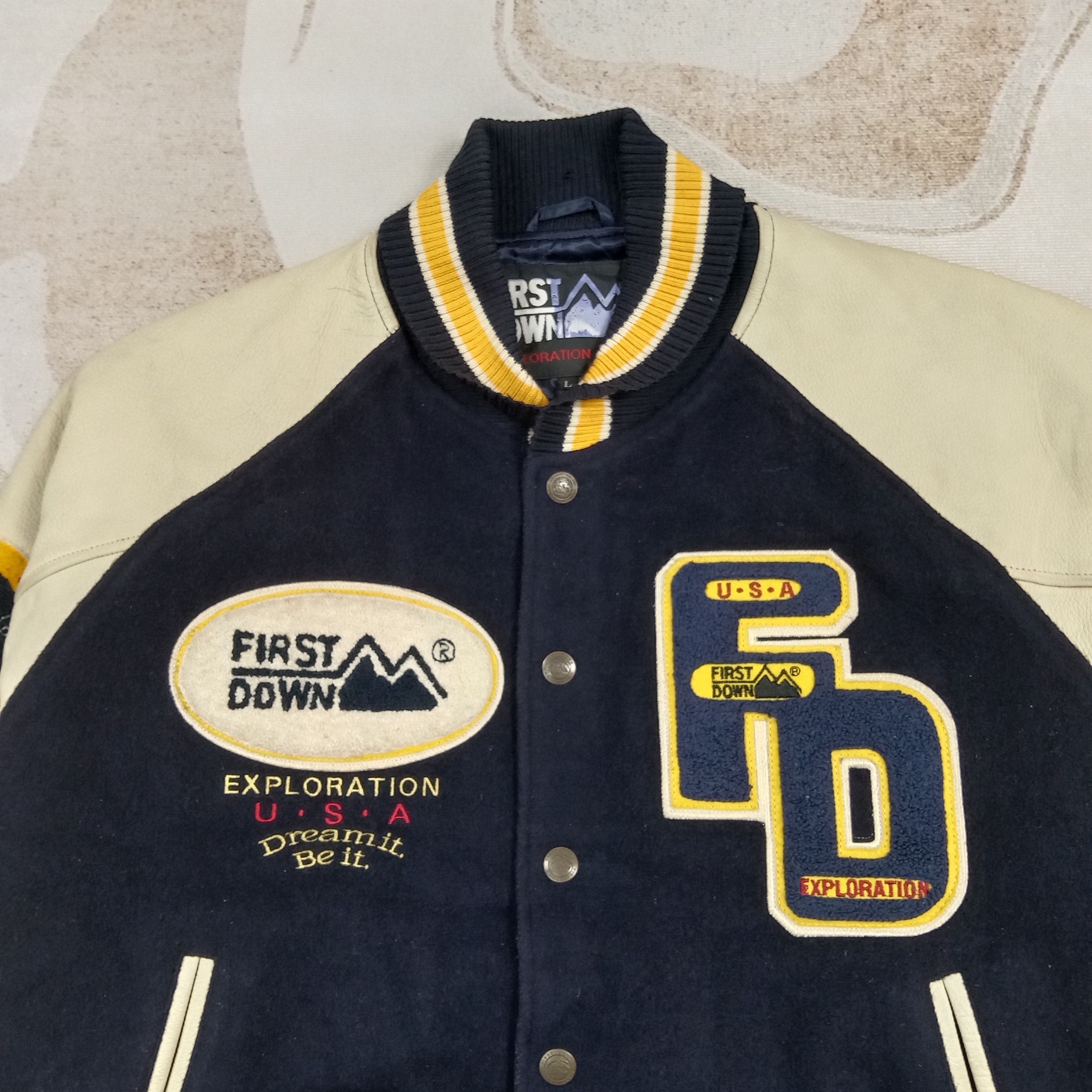 Vintage First Down Exploration American Varsity Jacket C91N34 Size US L / EU 52-54 / 3 - 4 Thumbnail