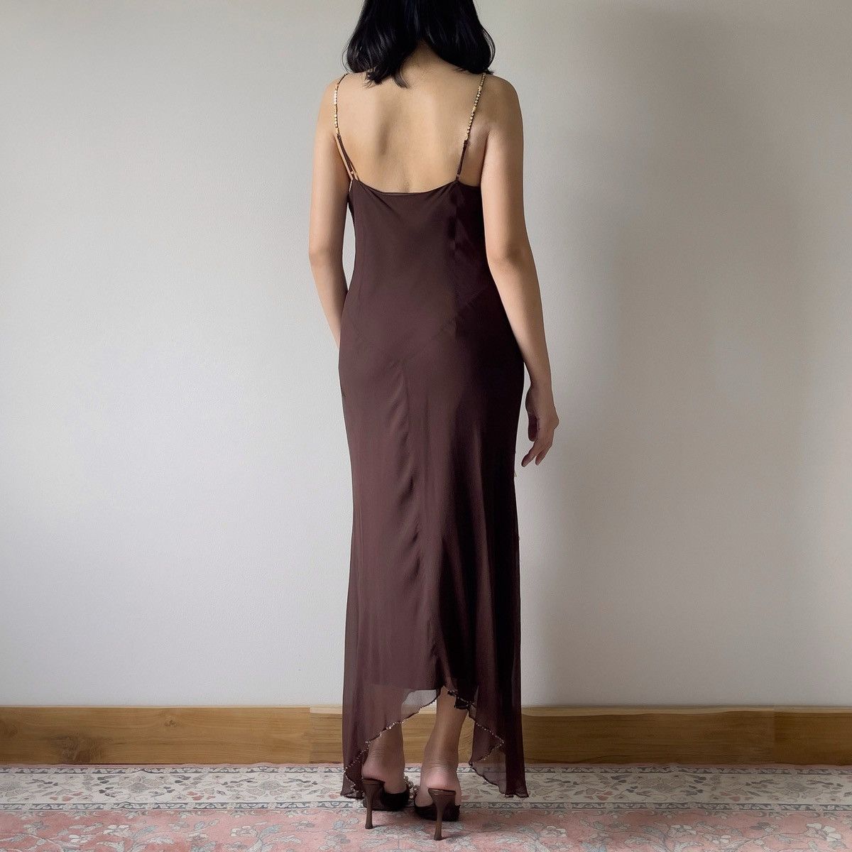 Other Vintage 1990s Silk Chiffon Brown Evening Gown (S–M) Size M / US 6-8 / IT 42-44 - 7 Thumbnail