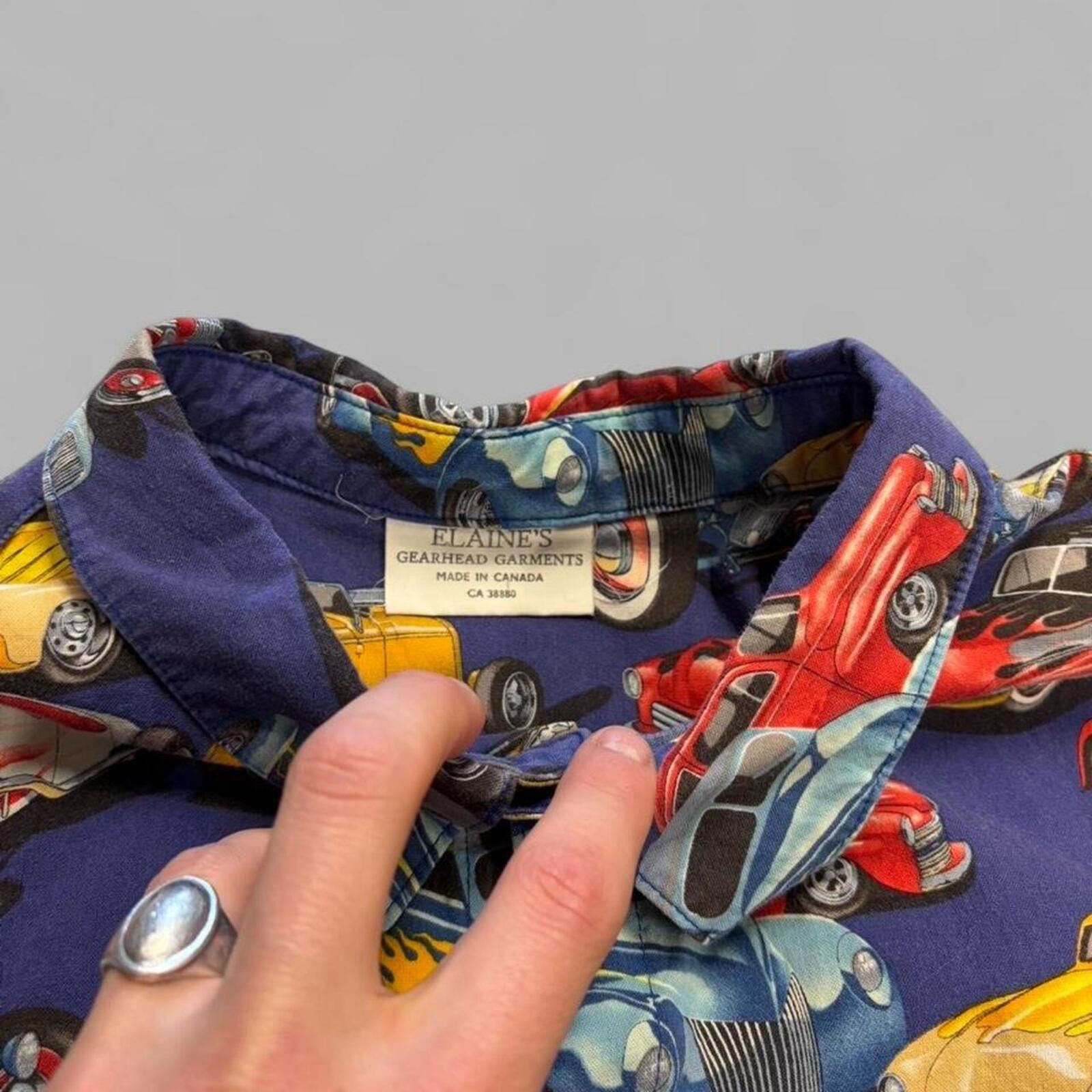 Vintage Vintage 90s Hot Rod AOP Button Up Size US XL / EU 56 / 4 - 3 Thumbnail