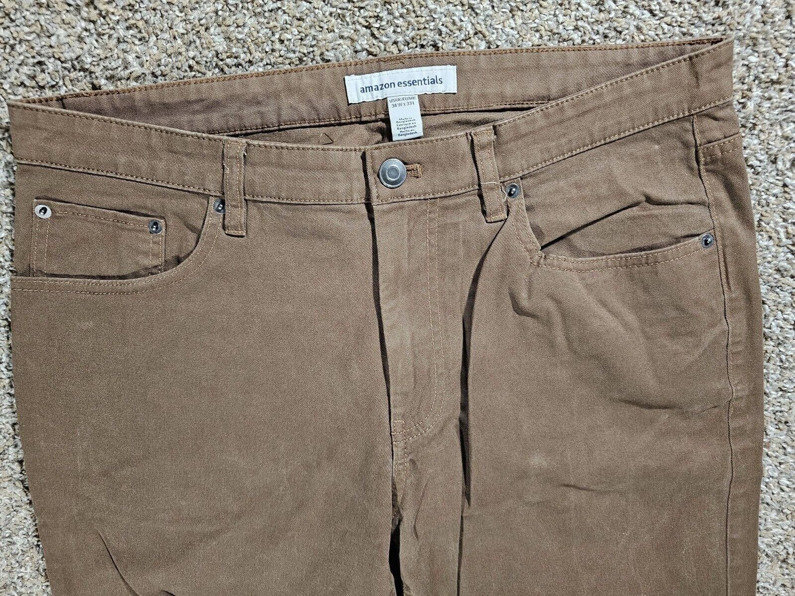 Other 34x33 Amazon Essentials Athletic Khaki Jeans Brown Size US 34 / EU 50 - 2 Thumbnail