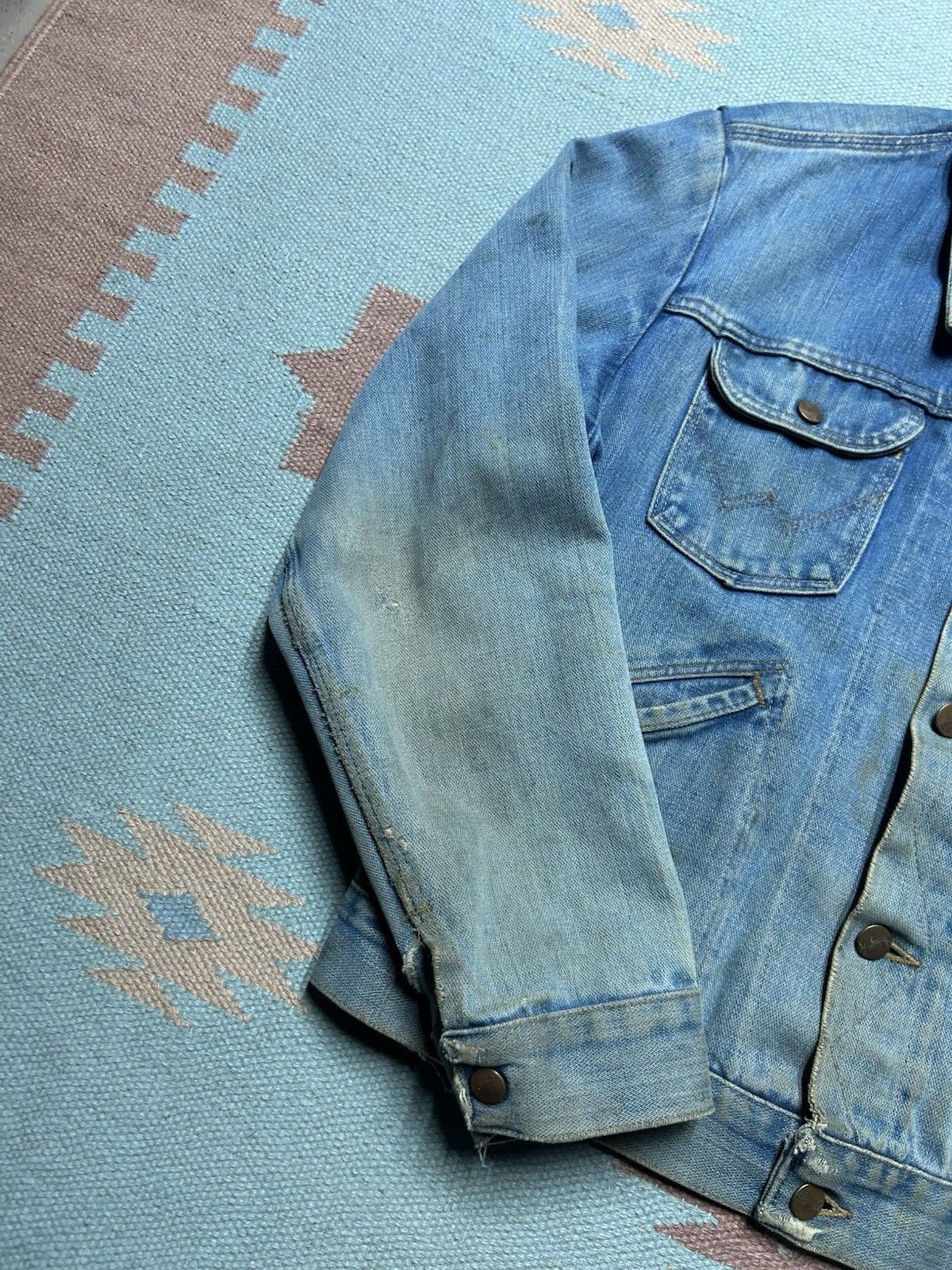 Vintage Vtg 70 wrangler no fault denim jacket farm faded workwear 42 Size US L / EU 52-54 / 3 - 2 Thumbnail