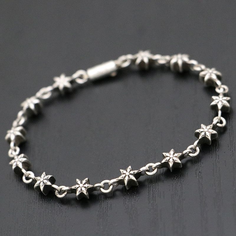 Pre-owned Chrome Hearts 6 Star Bracelet In Silver