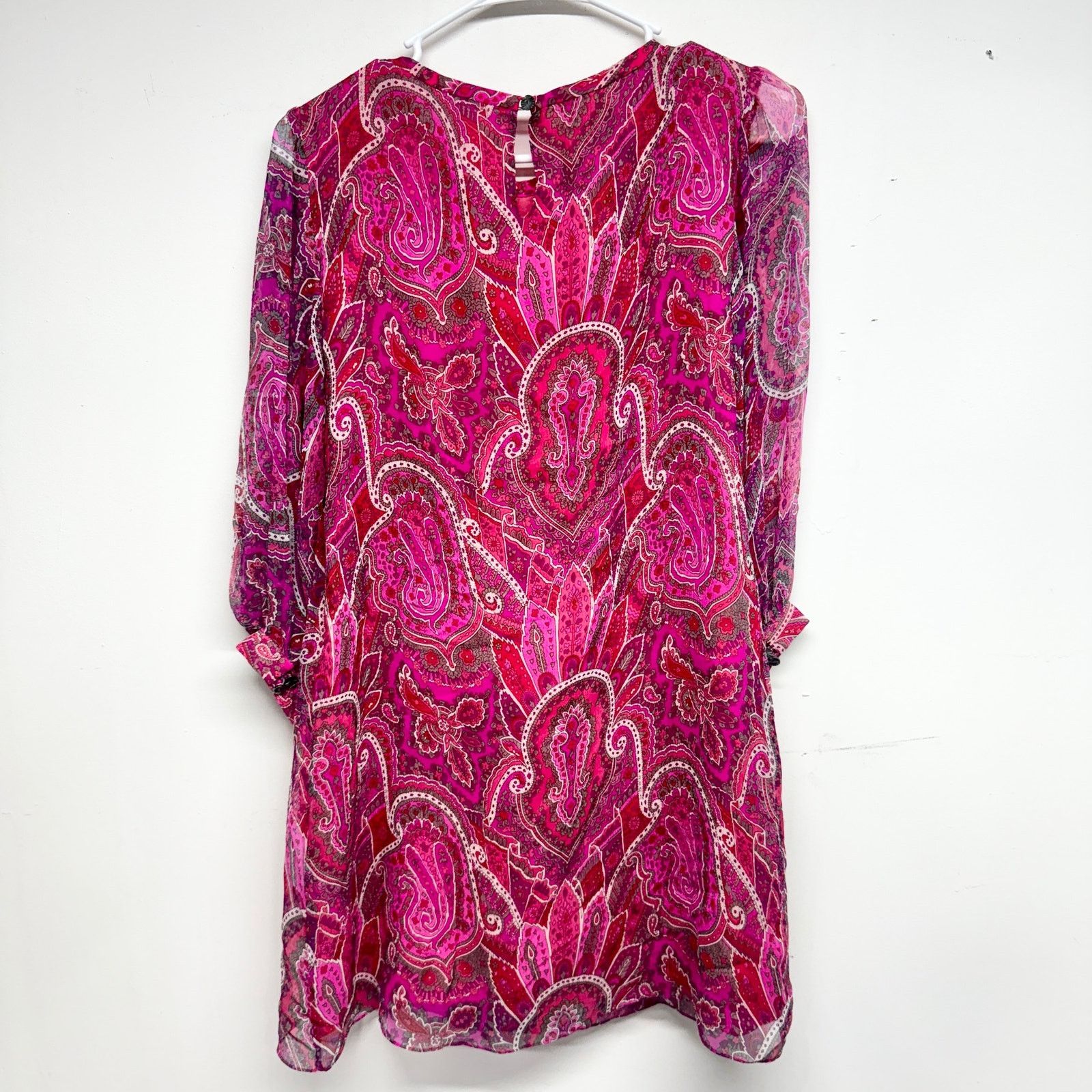 Tibi TIBI Women Pink Abstract Long Sleeve Cruved Neckline Mini 6 Size M / US 6-8 / IT 42-44 - 3 Thumbnail