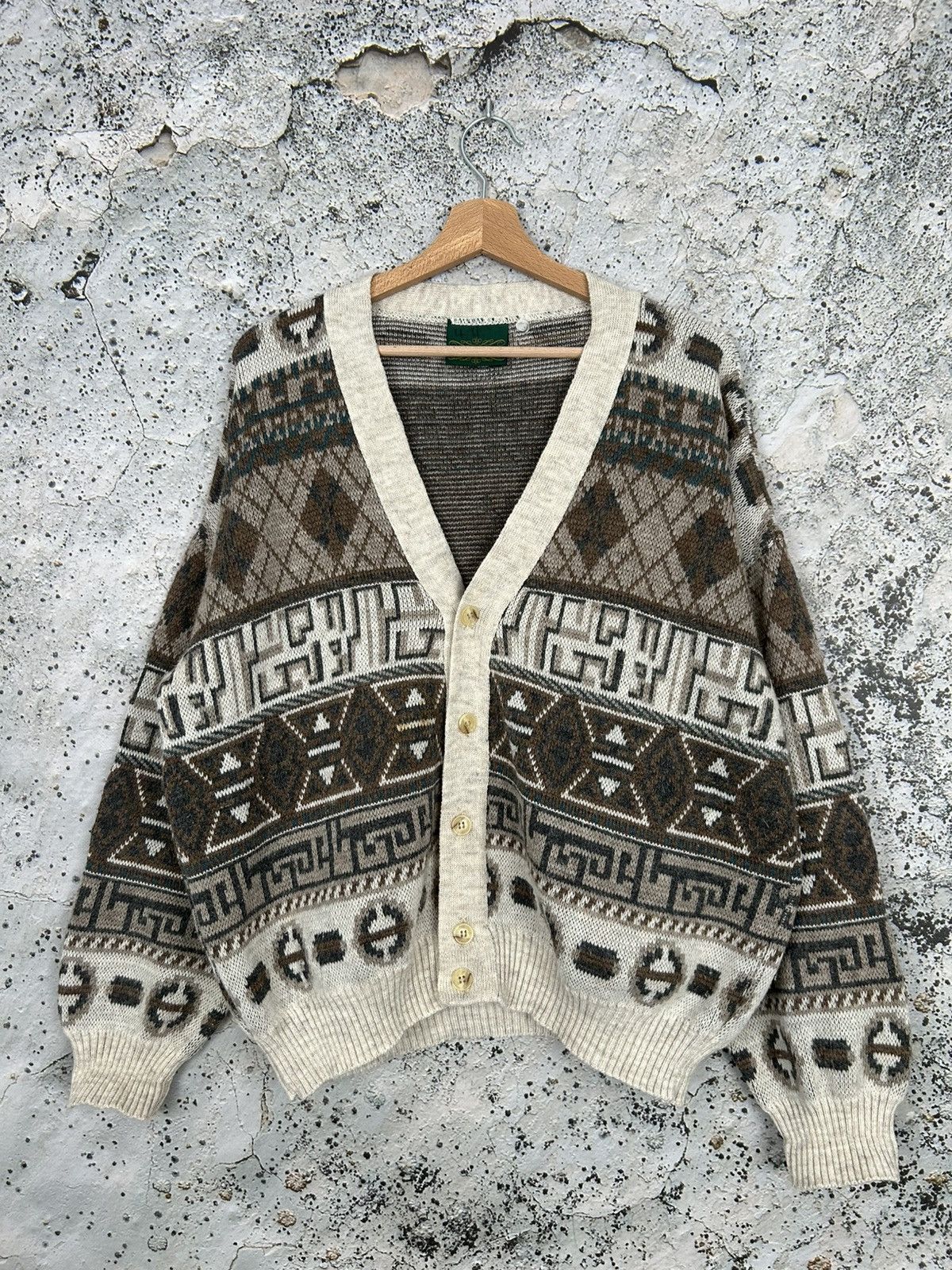 Vintage Vintage Brown Avant Garde Cardigan 90s Grunge Boxy Fit Size US L / EU 52-54 / 3 - 1 Thumbnail
