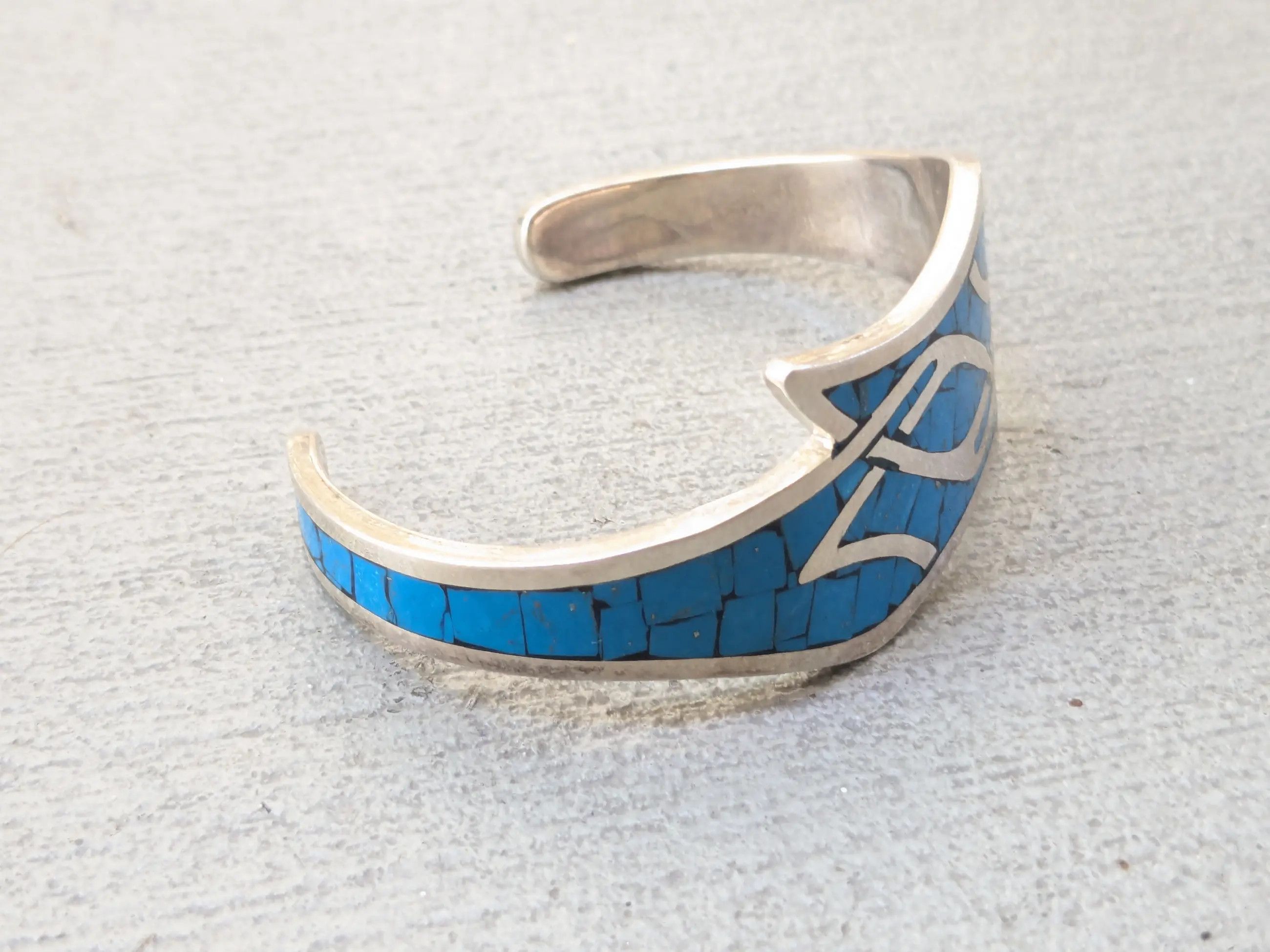 Jewelry × Vintage Vintage Sterling Silver Bracelet Turquoise Cuff Mexico 5.25" Size ONE SIZE - 4 Thumbnail