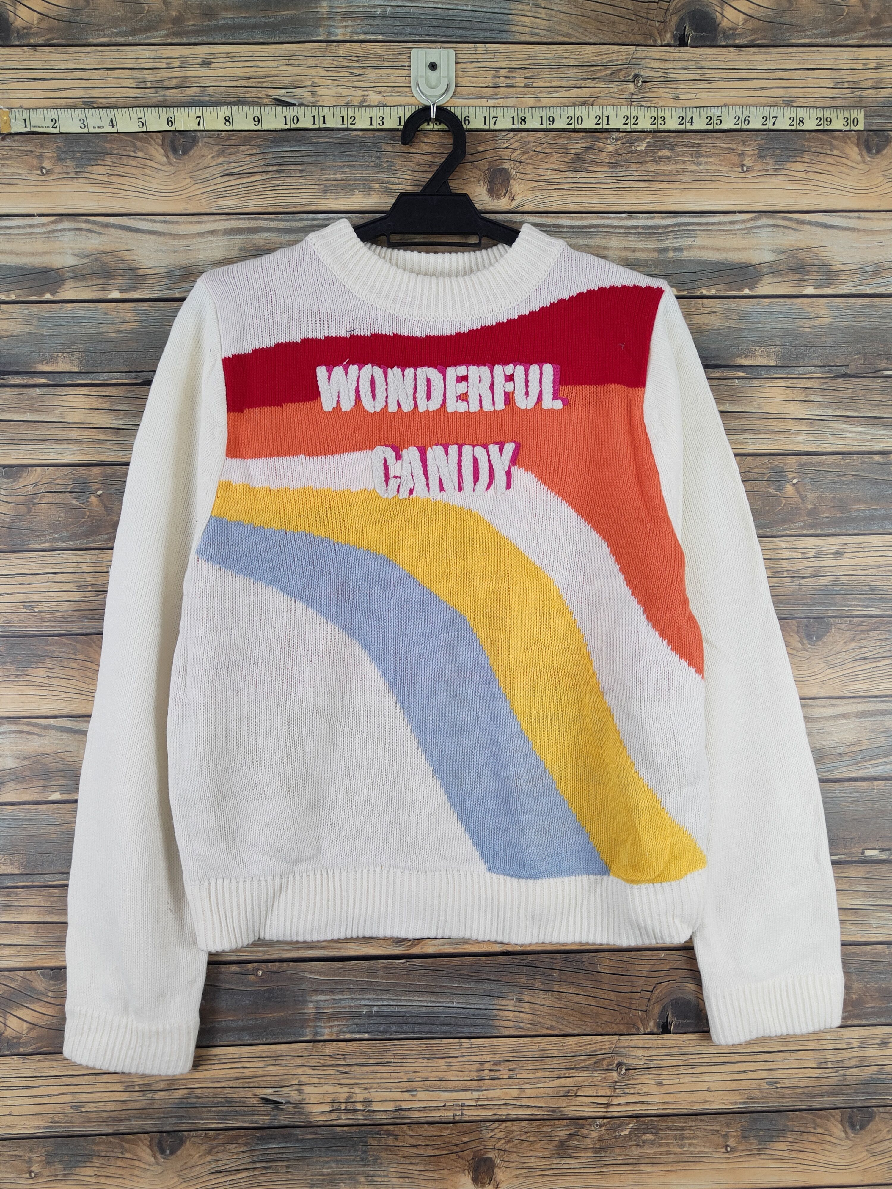 Japanese Brand × Vintage Candy Stripper Ivory Knitwear Sweatshirts #W2162 Size M / US 6-8 / IT 42-44 - 1 Thumbnail