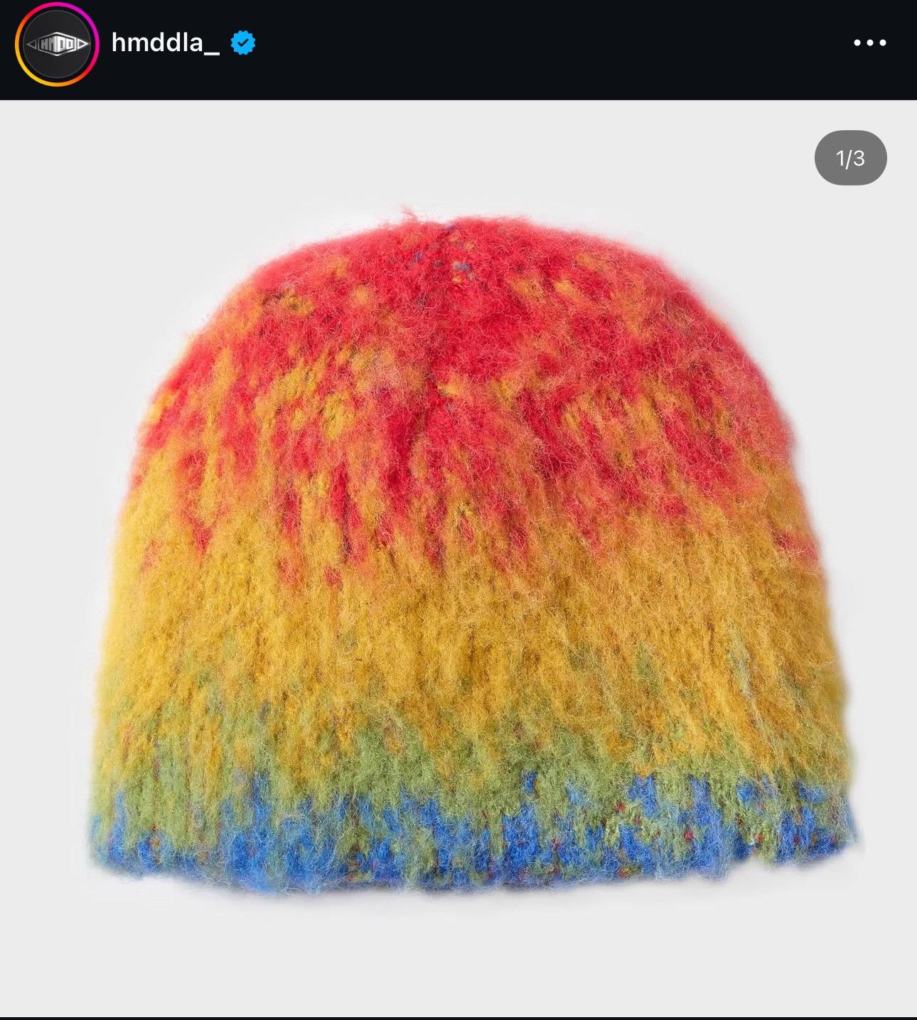 HMDD HMDD Rainbow Mohair Beanie Size ONE SIZE - 3 Thumbnail
