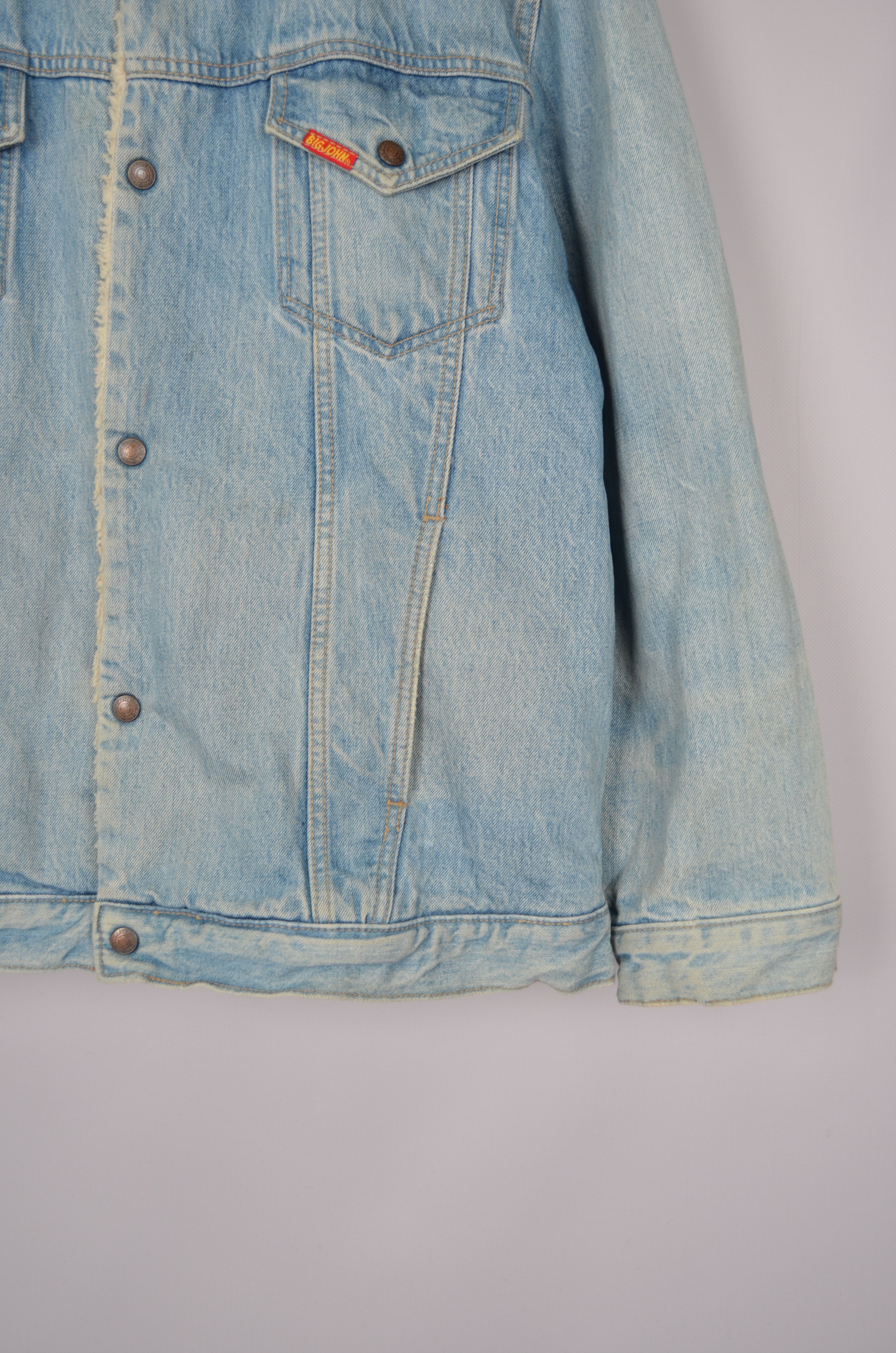 Big John × Vintage Vintage 90s Big-John Denim Trucker Sherpa Blue Jacket RARE Size US L / EU 52-54 / 3 - 6 Thumbnail