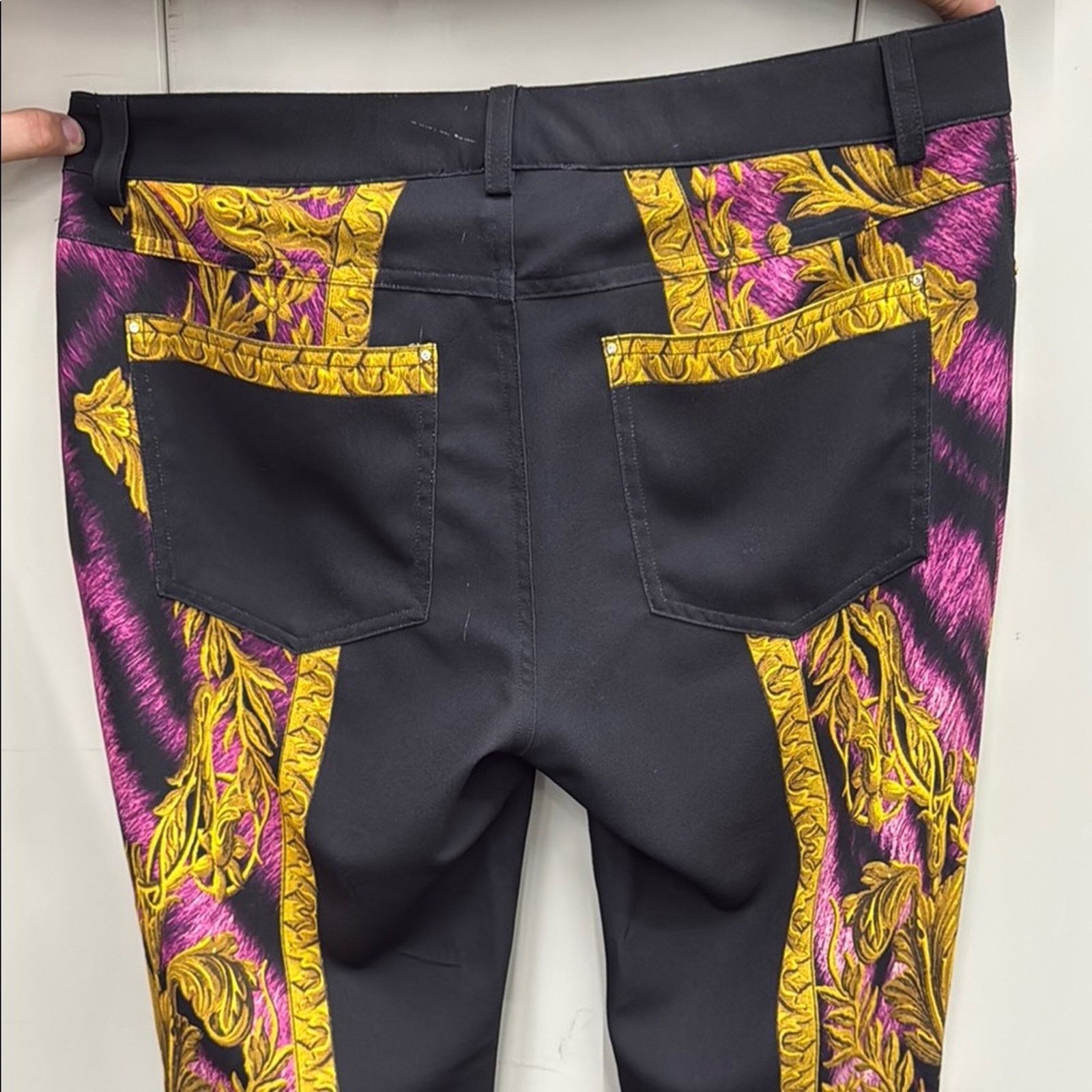 Other NWT EAN 13 Black Pants with Gold and Pink Baroque Design M Size 28" / US 6 / IT 42 - 10 Thumbnail