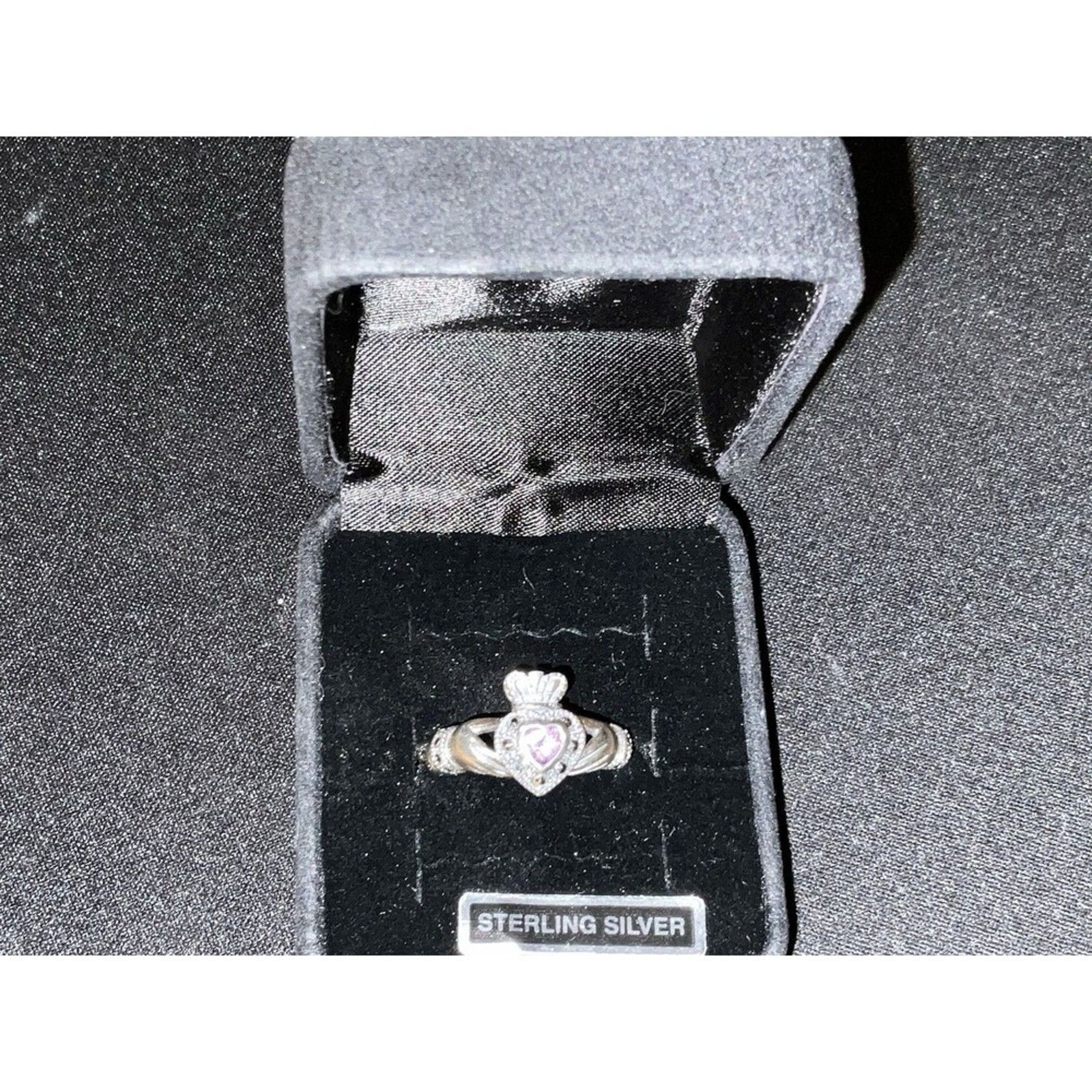 Other 925 Silver Amethyst Solvang Claddagh Heart Ring Size 7.25 Size ONE SIZE - 1 Thumbnail