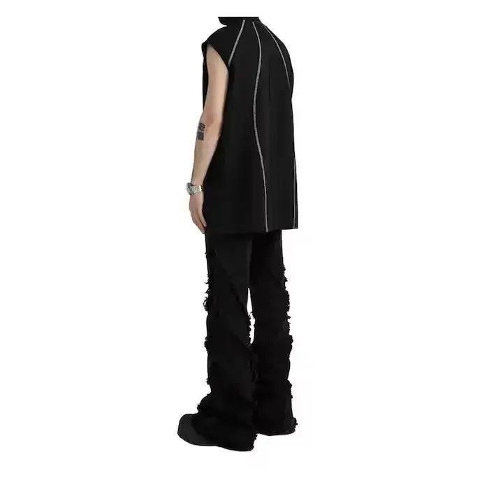 Japanese Brand Black Frayed Stacked Denim Jeans Size US 32 / EU 48 - 4 Thumbnail
