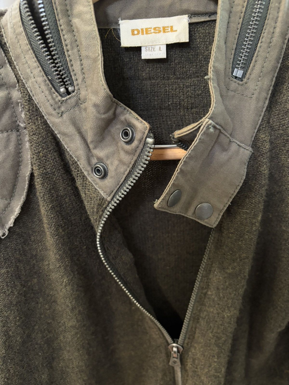 Diesel Military Paneled Zipper Pocket Longsleeve Knit Size US L / EU 52-54 / 3 - 7 Thumbnail