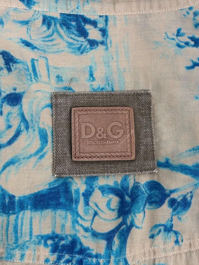 Dolce & Gabbana SS2004 Dolce & Gabbana Beige & Blue Floral Shirt Size US M / EU 48-50 / 2 - 10 Thumbnail