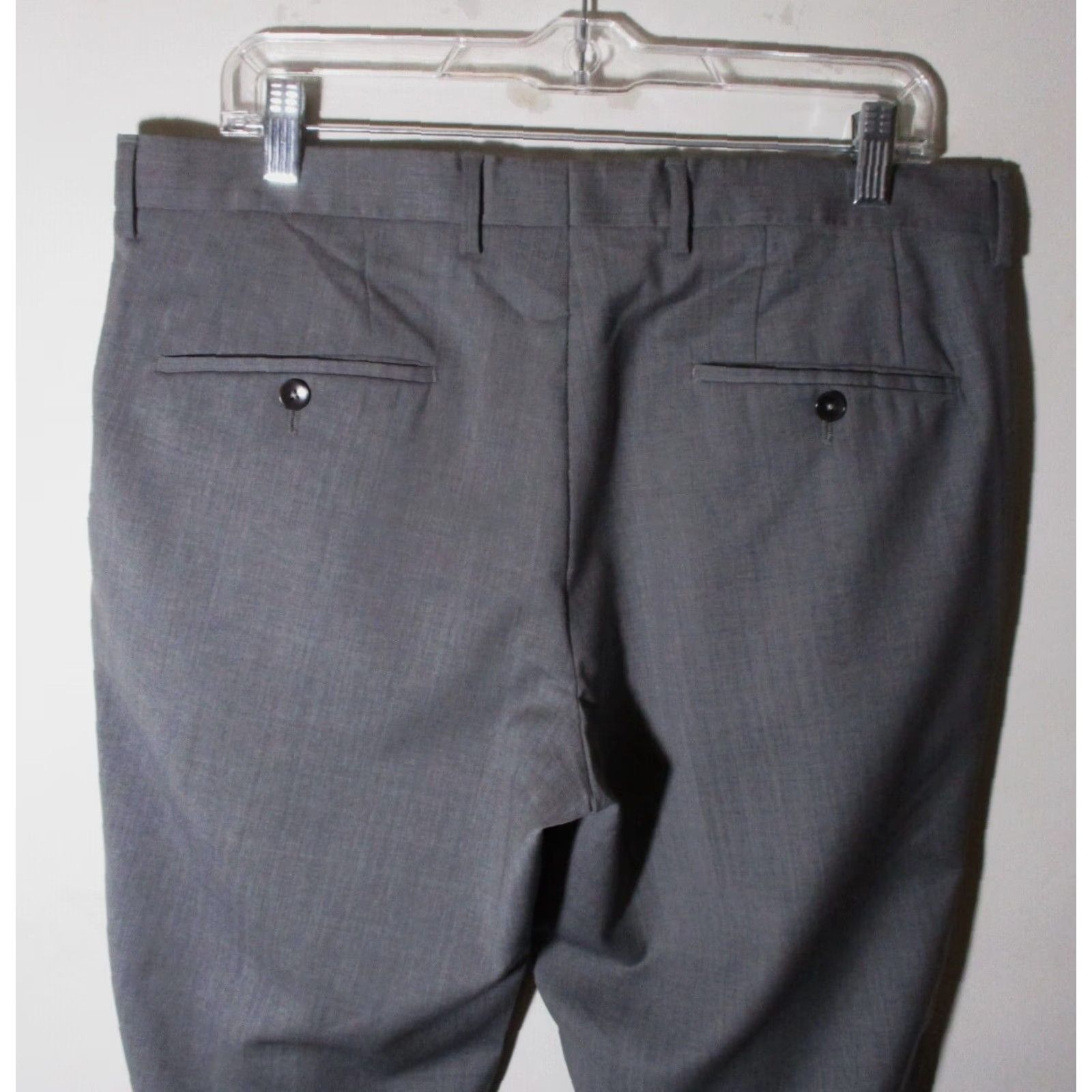 Hugo Boss HUGO BOSS Gray 100% Wool Flat Dress Pants 34W-31L Mens Flat Front Pocket 5-Pocket Dry Clean Only - Regular Fit Size US 34 / EU 50 - 4 Thumbnail