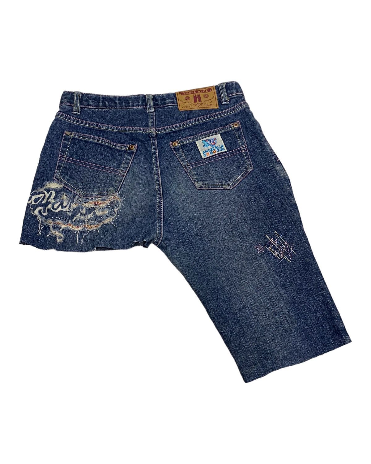 Angel Blue 🔥ANGEL BLUE☠️DISTRESSED CRAZY CUT DENIM SHORT JEANS Size 27" / US 4 / IT 40 - 4 Thumbnail