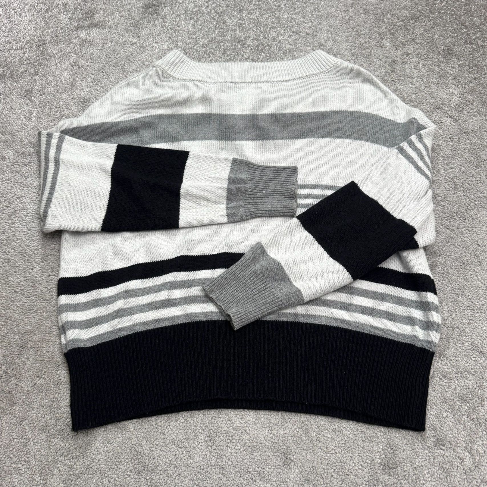 Lucky Brand Lucky Brand Women's Large Striped Colorblock Knit Sweater Multicolor Crew Neck Regular Fit Size L / US 10 / IT 46 - 2 Thumbnail