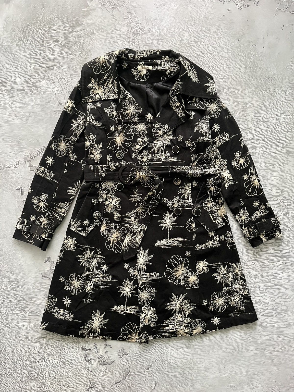 Chloe Chloe Floral Vintage Black Luxury Belted Coat Women Size M / US 6-8 / IT 42-44 - 1 Thumbnail