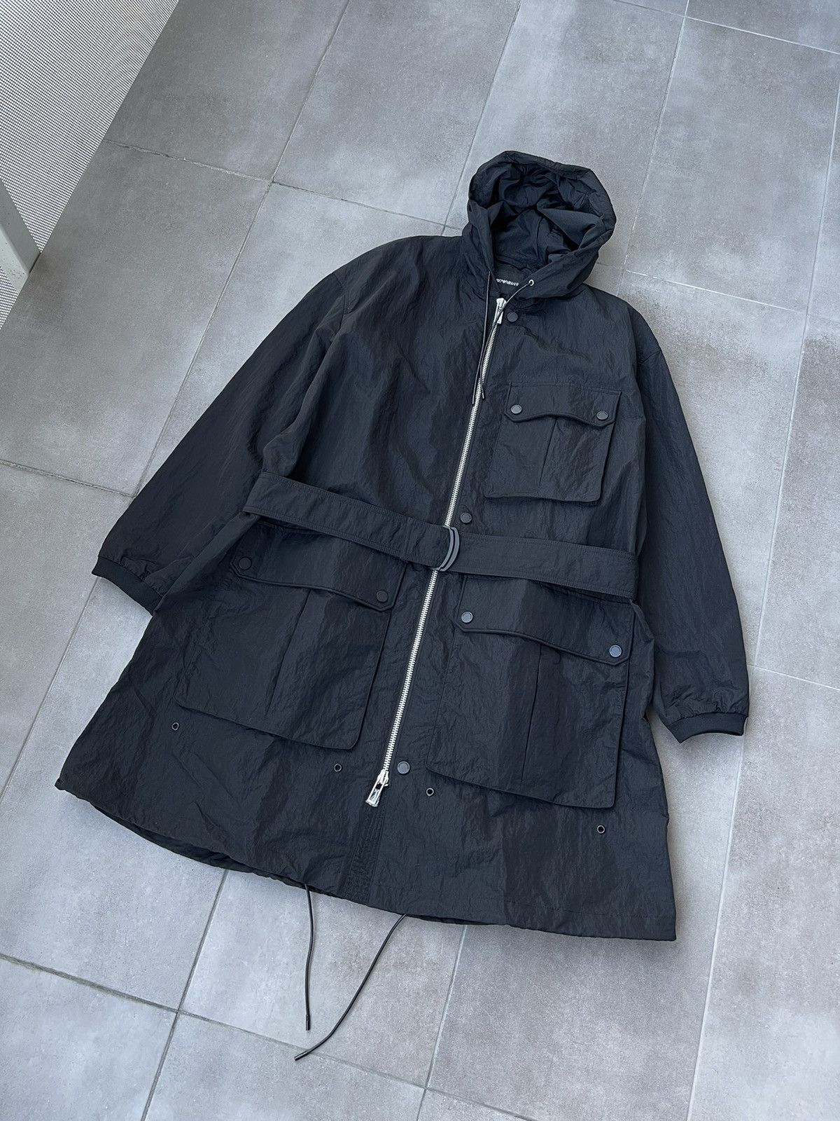 Emporio Armani !DS! AW22 Emporio Armani Black Trench Coat Windbreaker Size US L / EU 52-54 / 3 - 8 Thumbnail