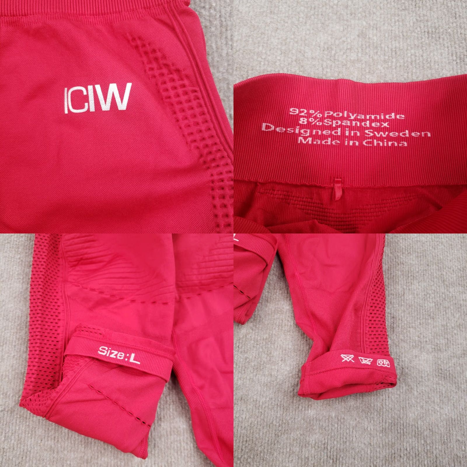 Vintage ICIW Women's Large Red Laser Cut Leggings Athleisure Active Wear Cropped Size 36" / US 14 / IT 50 - 8 Thumbnail