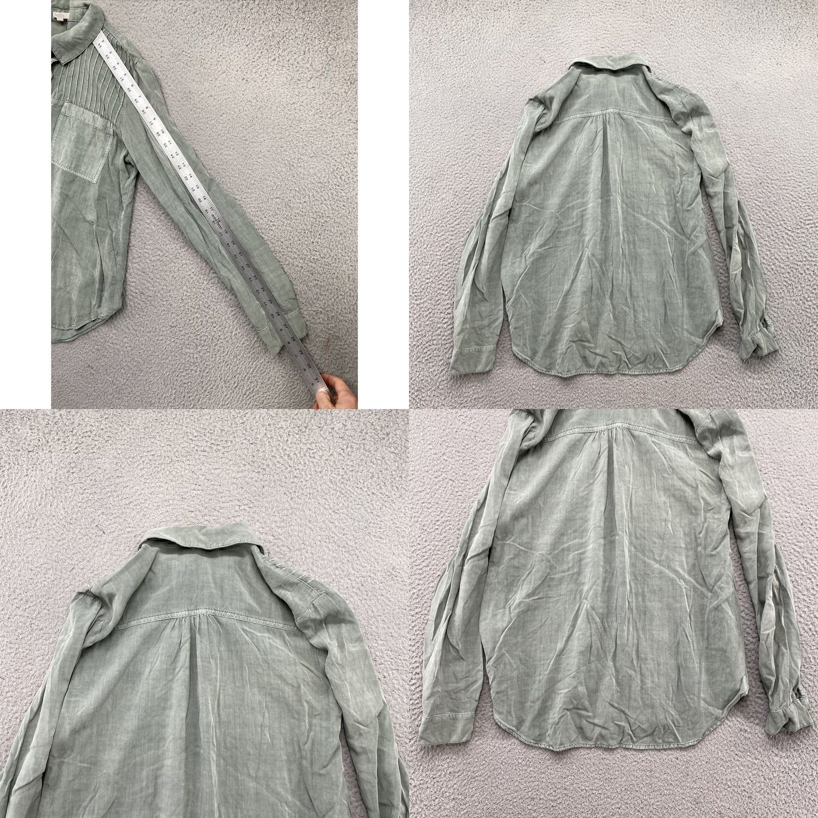 Vintage Maurice’s Women’s Green Rayon Button Up Long Sleeve Shirt M Casual Basic Shirts Mens? Size M / US 6-8 / IT 42-44 - 8 Thumbnail