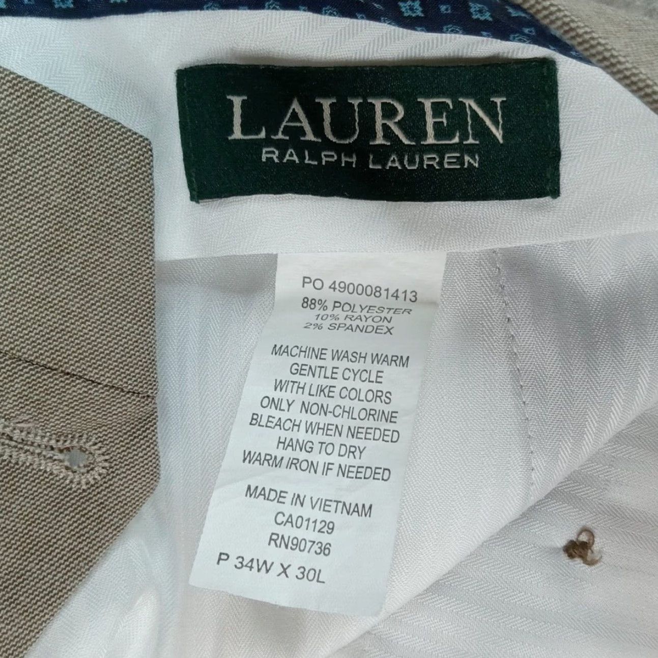 Ralph Lauren Lauren Ralph Lauren Mens 34x30 Brown Stretch Straight Dress Pants Size US 36 / EU 52 - 7 Thumbnail