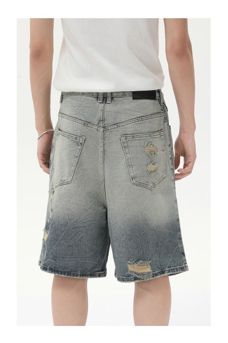 Japanese Brand × Jean Vintage distressed loose straight blue ripped denim shorts Size US 32 / EU 48 - 6 Thumbnail