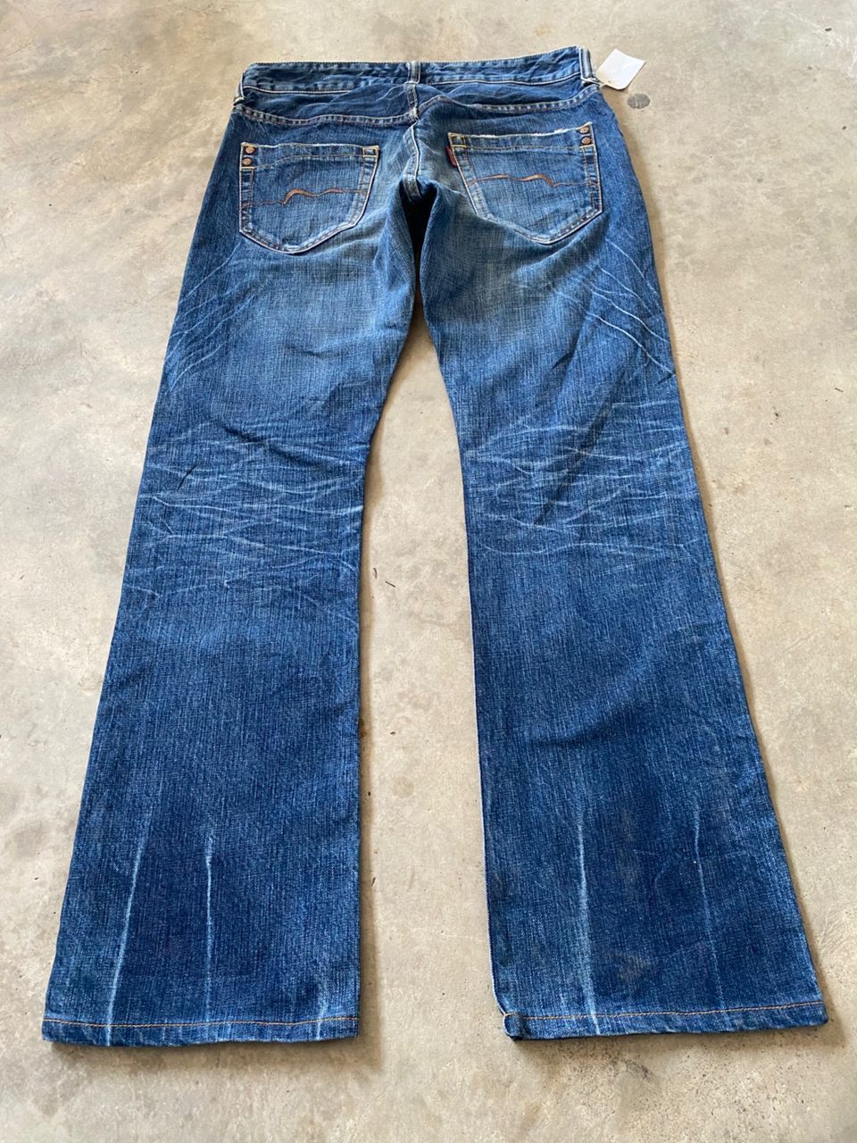 Japanese Brand Vintage River & Blue Flare Distressed Denim Size US 32 / EU 48 - 4 Thumbnail
