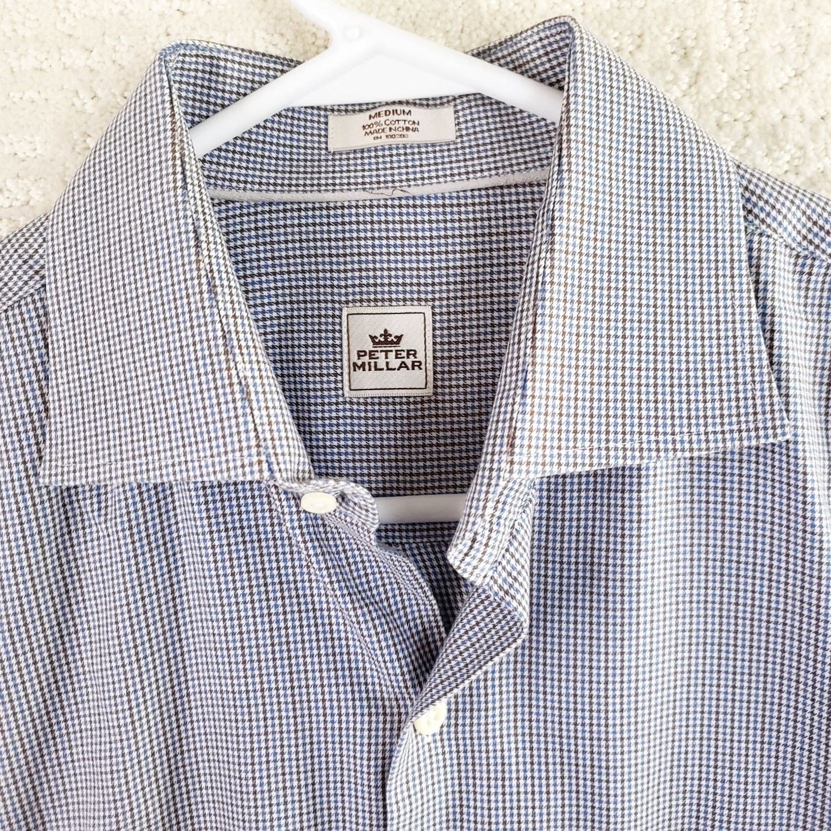 Peter Millar Peter Millar Men’s Dress Shirt M Blue Green White Check Button-Down Long Sleeve Shirt Mens Regular Redefined? Size 40R - 5 Thumbnail