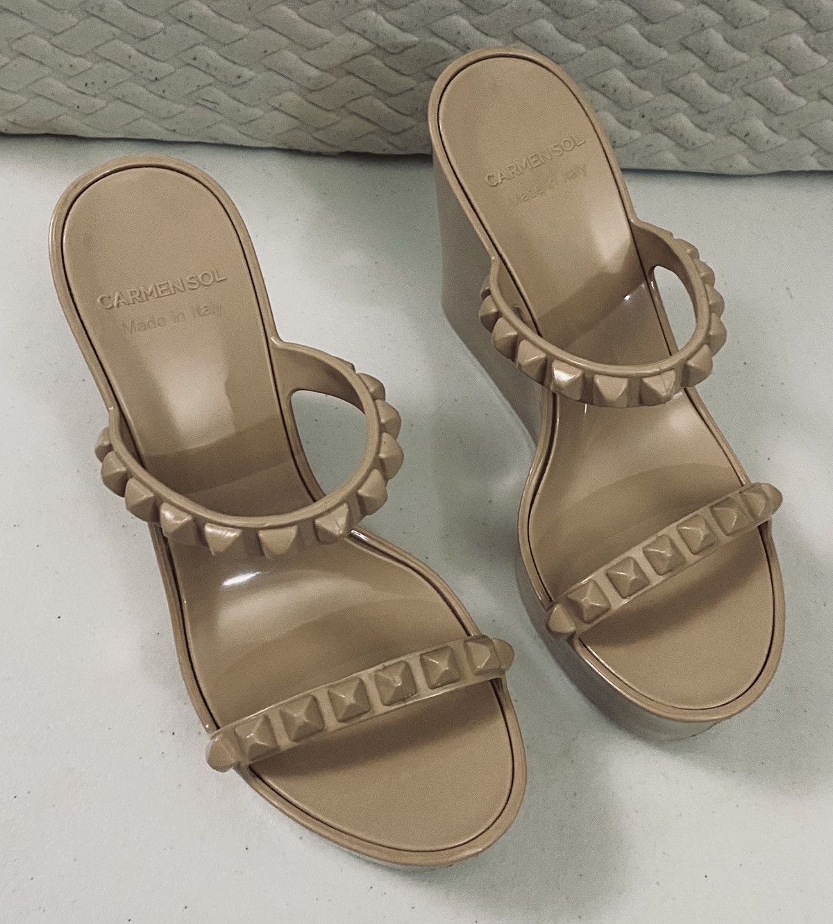 Other Carmen Sol 🇮🇹 Tonino Studded Jelly Wedge Sandals Nude 8 US Size US 8 / IT 38 - 12 Thumbnail