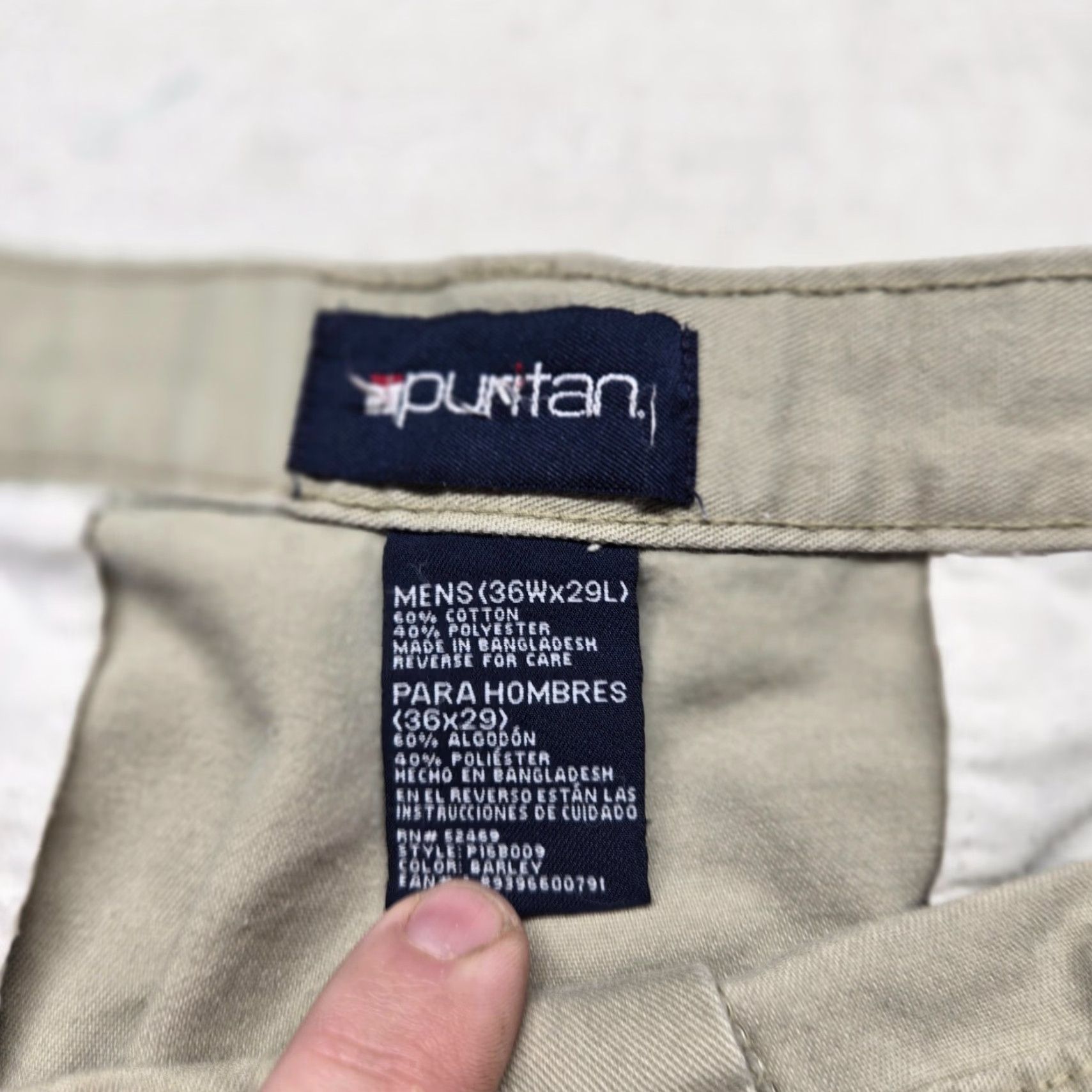 Vintage VINTAGE Puritan Khaki Chino Pants Men 36x29 Beige Cotton Polyester Belt Loops Pleated Front Zip Regular Rise 10-12" Mid 36 Inseam 29" Adult Mens Pants Size US 36 / EU 52 - 3 Thumbnail