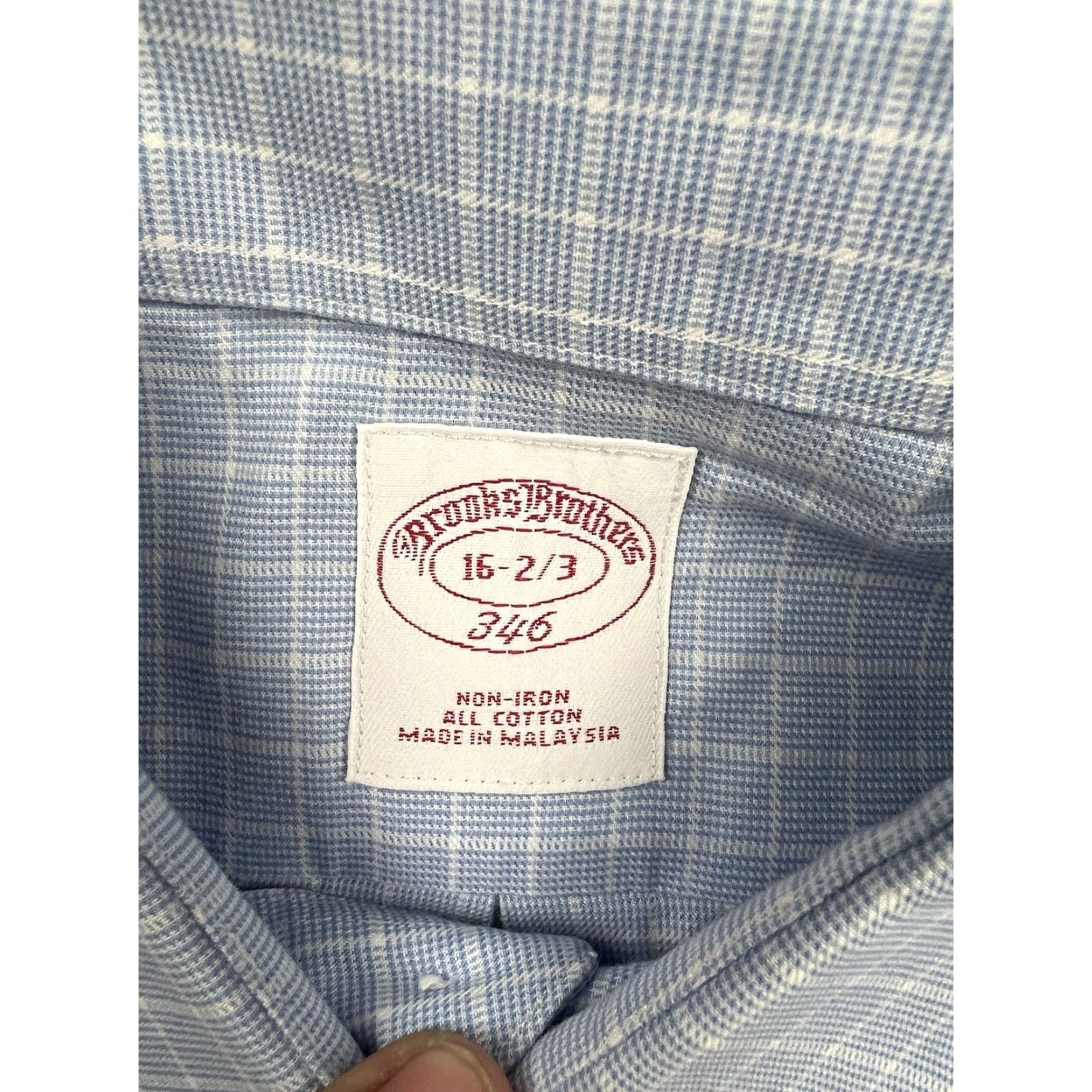 Brooks Brothers Brooks Brothers Dress Shirt 16.5-2/3 Men Blue Plaid Button Up Long Sleeve Cotton Size 46R - 5 Thumbnail