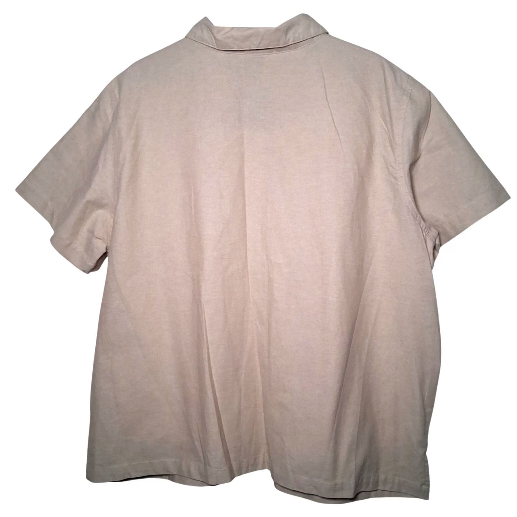 Basic Editions VINTAGE Basic Editions Shirt 2XL Beige Linen Floral Short Sleeve Women's Blouse Beaded Embroidered Flowers Linen Shirt Size XXL / US 16-18 / IT 52-54 - 2 Thumbnail