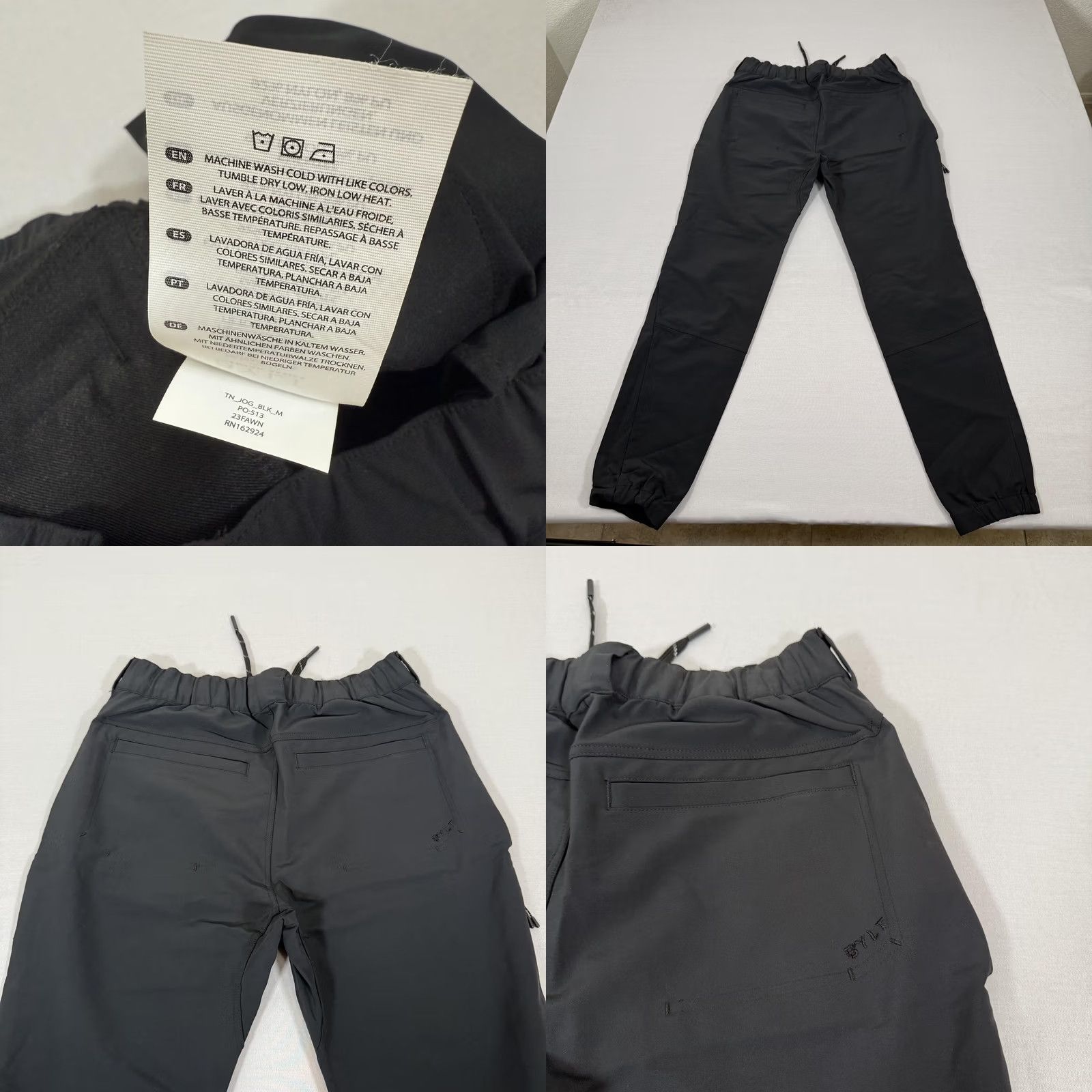 Vintage BYLT Pants Mens Medium Black Jogger Softshell Stretch Elastic Waist Zip Pockets Size US 31 - 9 Thumbnail