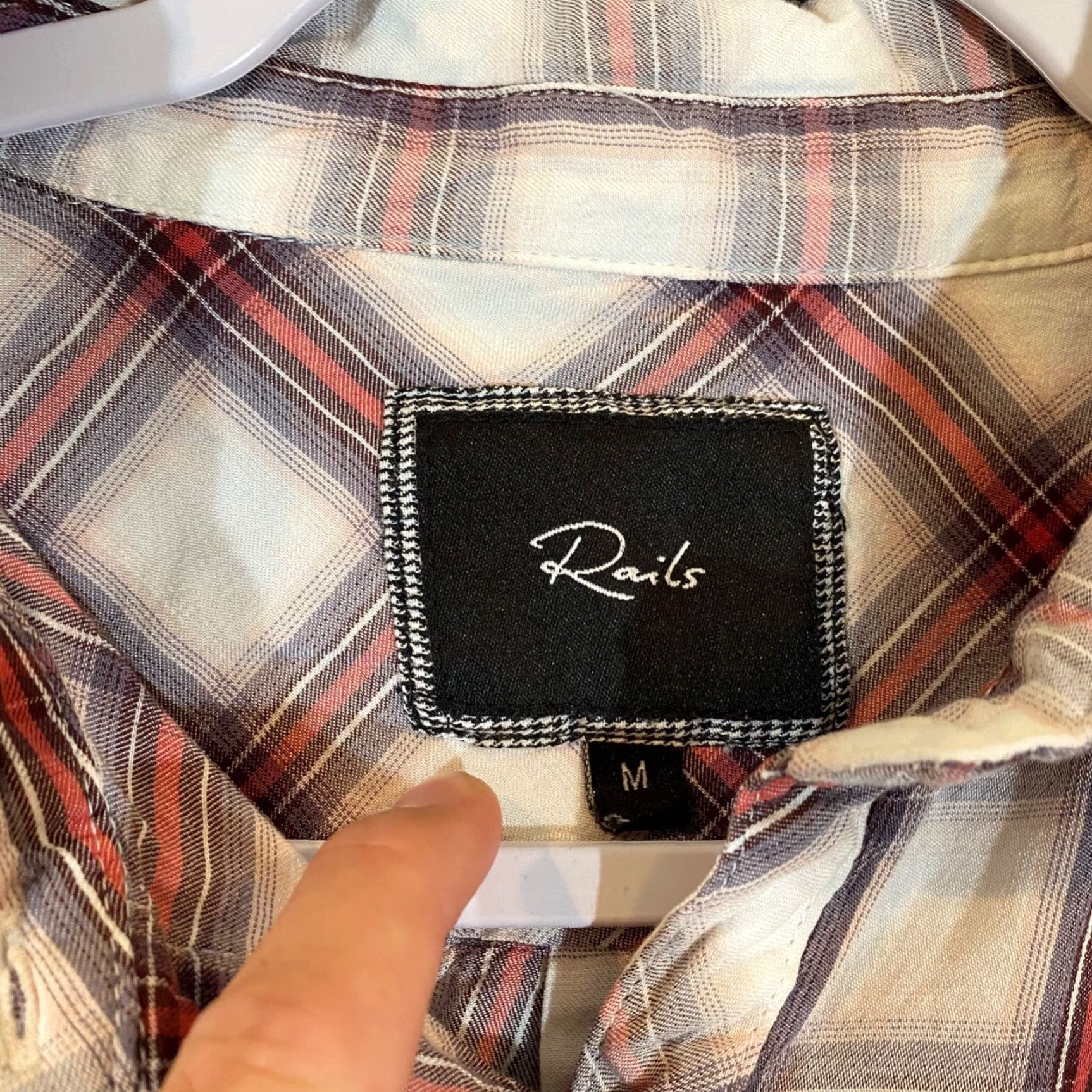 Rails Rails Shirt Womens Medium Red White Plaid Button Up Pockets Long Sleeve Casual Workwear Vintage: No (Note: ensure no new info) Size M / US 6-8 / IT 42-44 - 3 Thumbnail