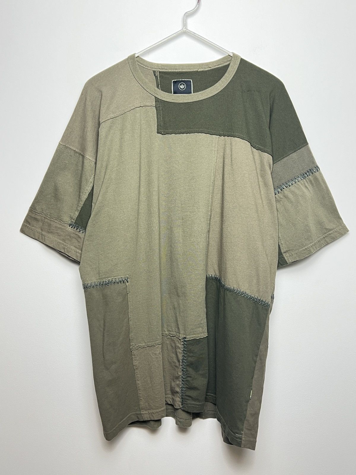 image of Archival Clothing x Maharishi Military Patchwork T Shirt in Khaki, Men's (Size Large)