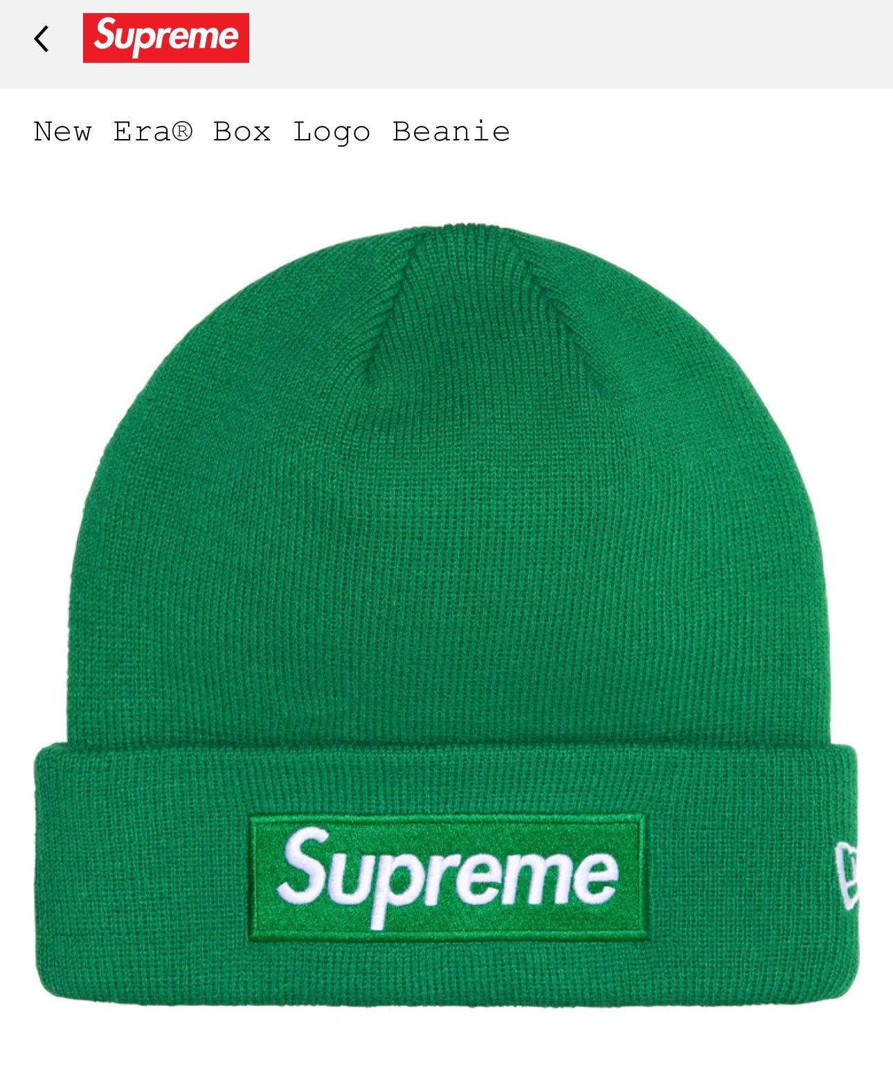 New Era × Supreme SUPREME x NEW ERA BOX LOGO BEANIE ‘GREEN’ Size ONE SIZE - 1 Preview